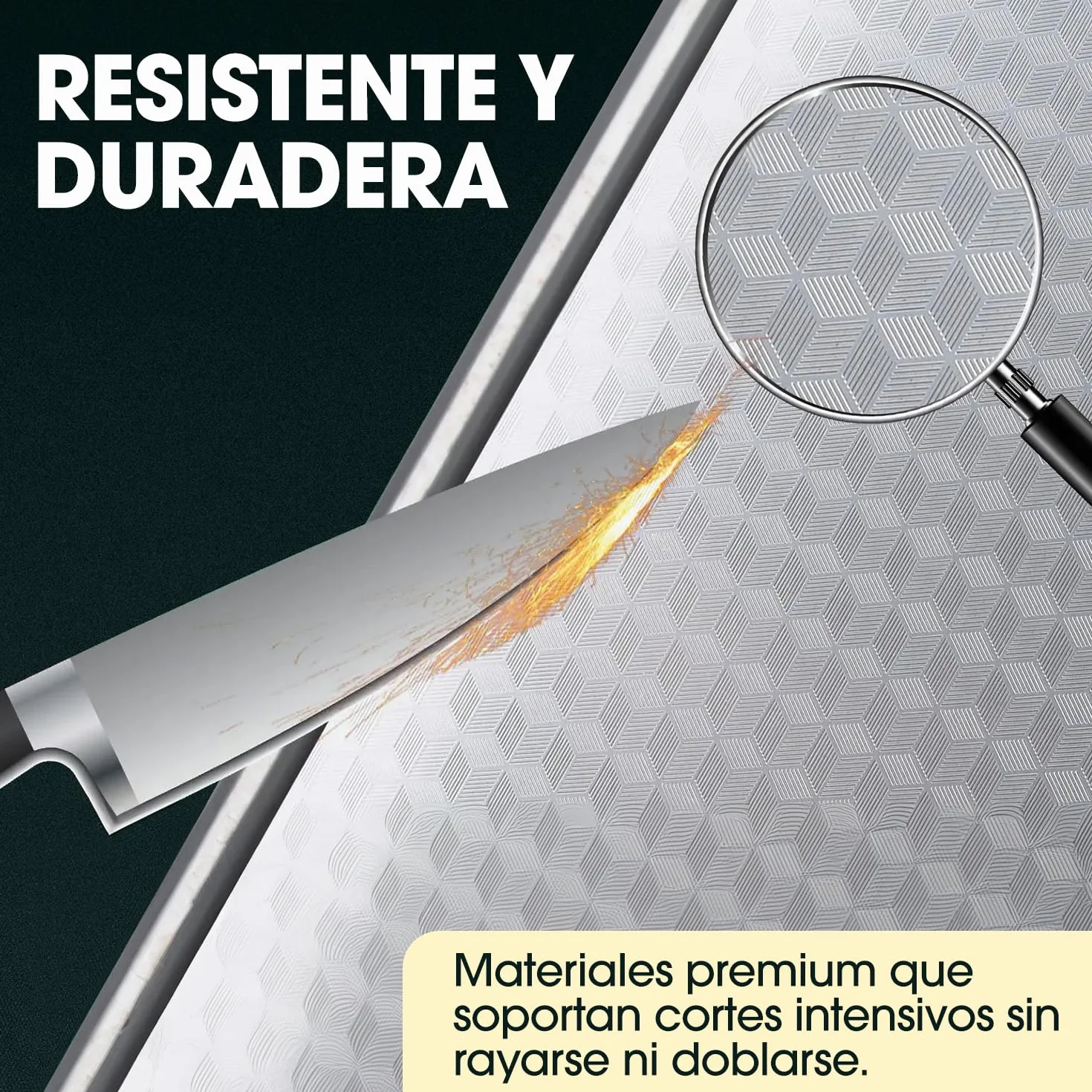 Tabla de Cortar Acero Inoxidable 36x25 cm - Doble Cara Antibacteriana para Carne y Verduras
