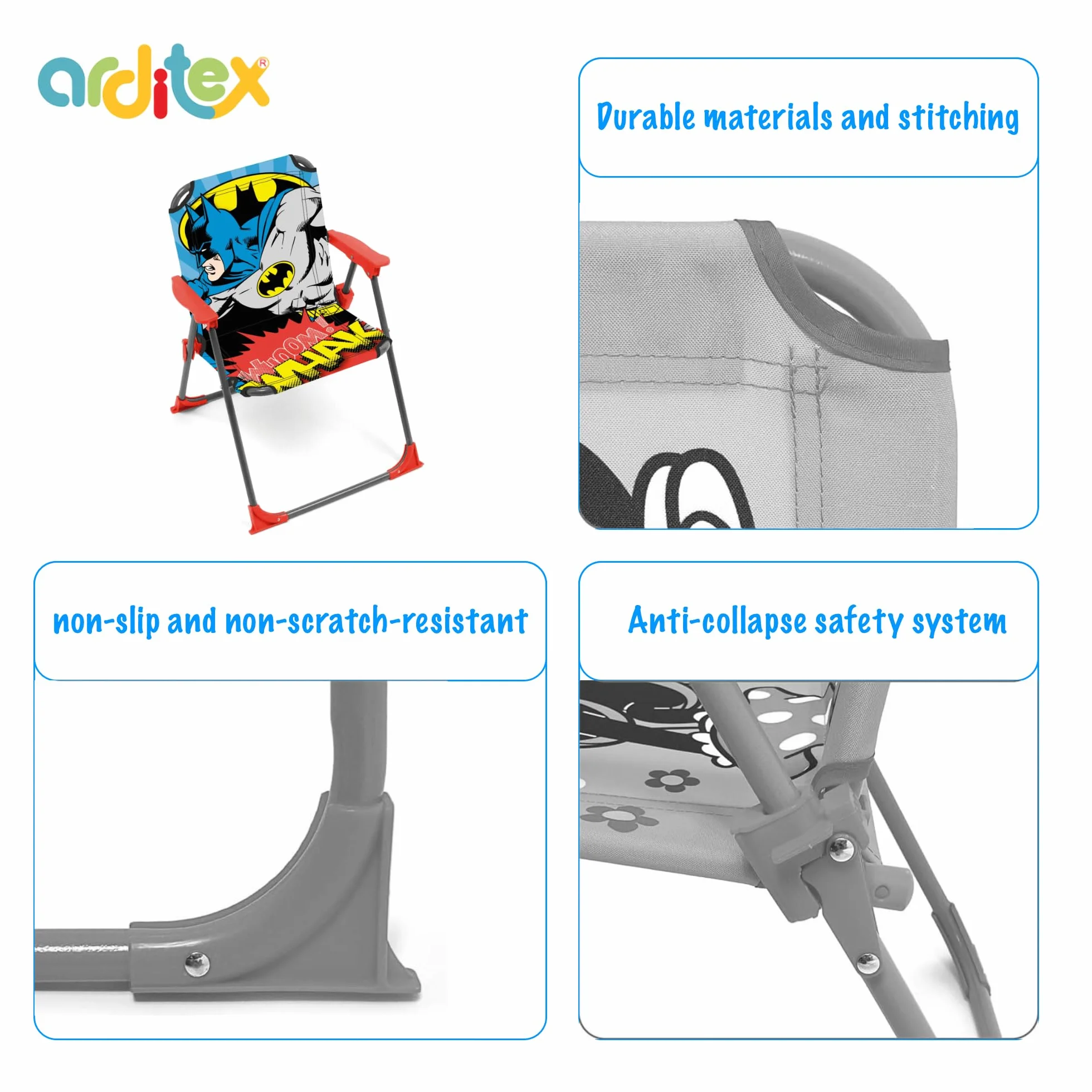 ARDITEX Silla Plegable con Brazos Batman DC Comics 38x32x53cm