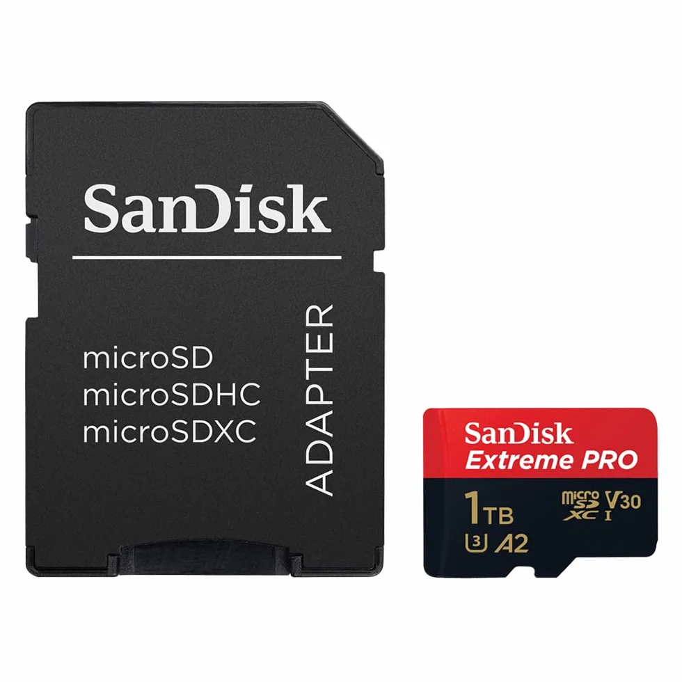 SanDisk Extreme PRO 1TB tarjeta microSDXC + adaptador SD + RescuePro Deluxe, hasta 200 MB/s, con Clase A2 de rendimiento de las aplicaciones UHS-I Class 10 U3 V30