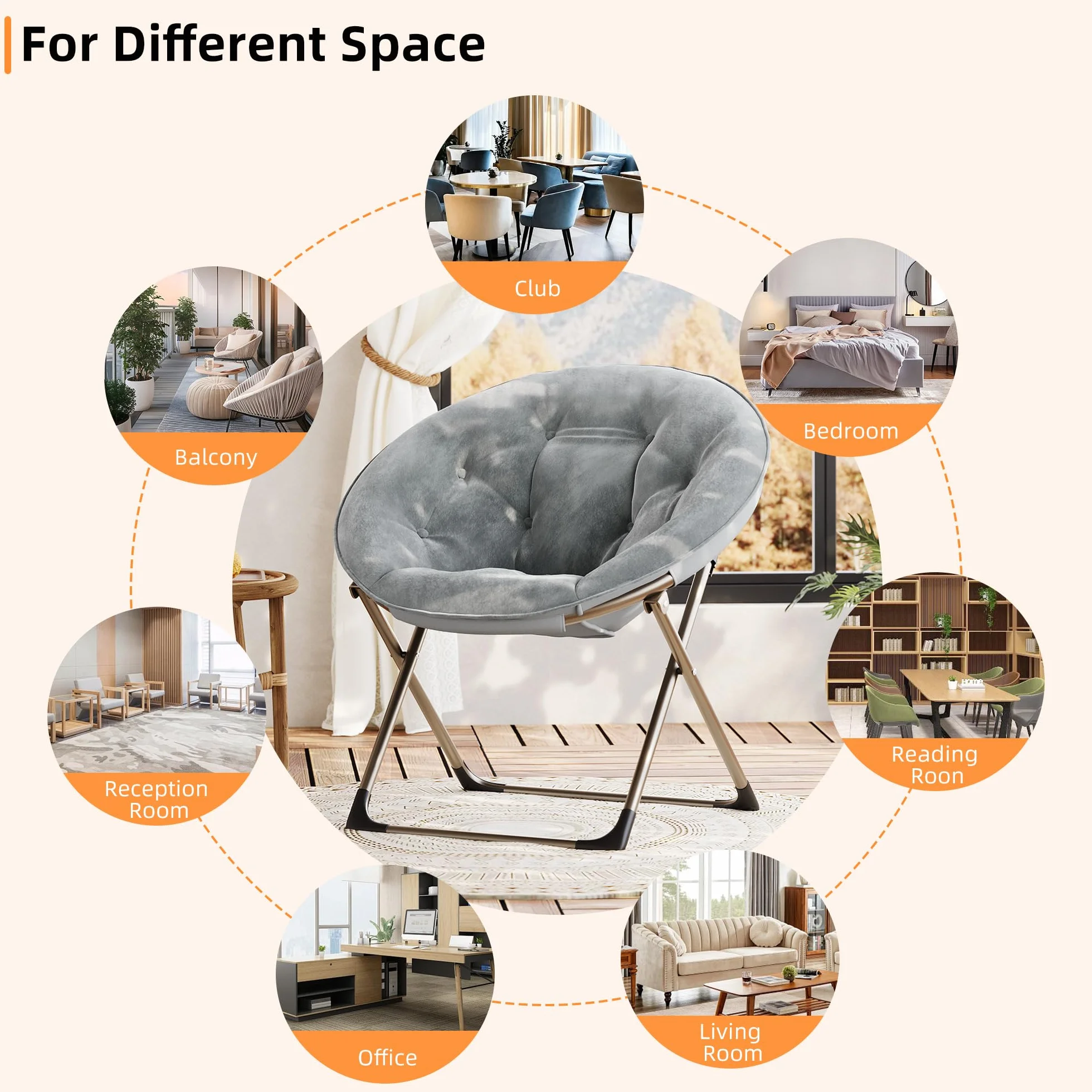 Silla Plegable Tipo Flor para Adultos con Cojín de Algodón y Estructura Metálica
