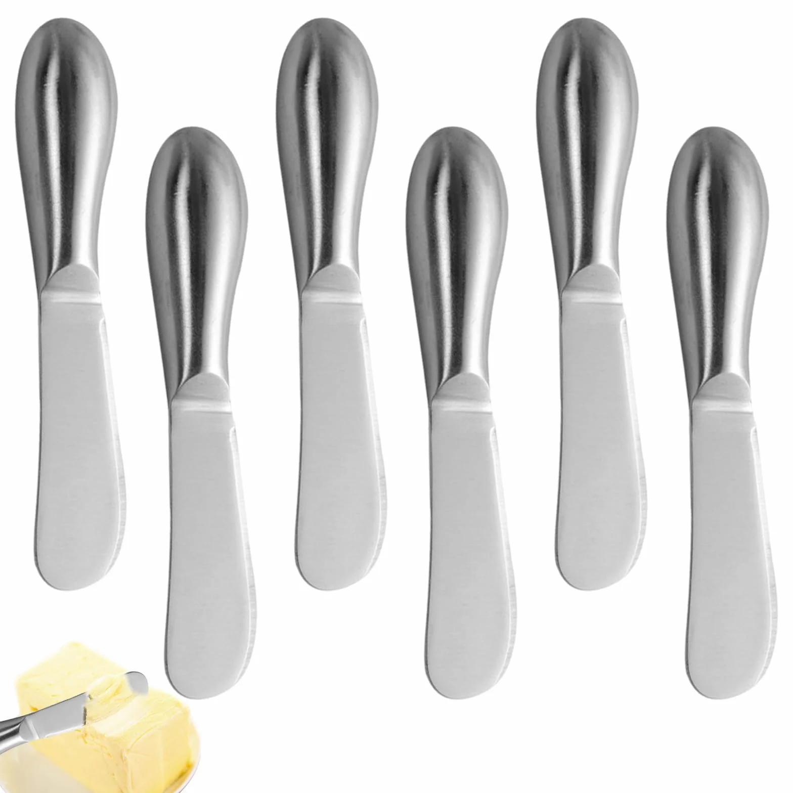 6 Piezas Cuchillo Mantequilla Multiusos de Acero Inoxidable, 13,5 × 2,5 × 2 cm Cuchillos Untar Pequeña Untadores de Pate Espátula Esparcidora de Mantequilla, para Nata Mermelada Queso