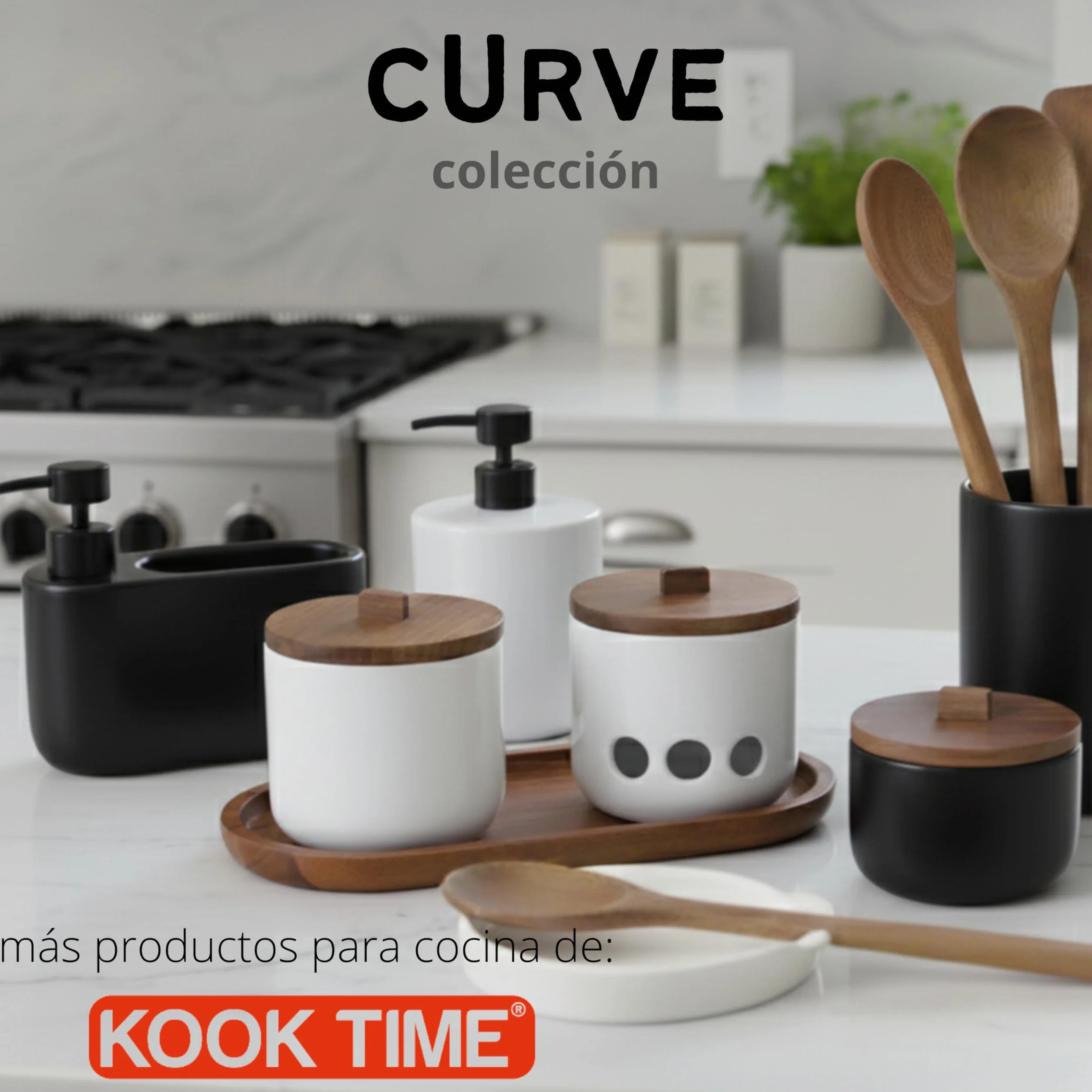 Soporte para Utensilios de Cocina CURVE, Cucharas de Cerámica, Plato Multiusos Ø 15.5 cm, Negro Mate