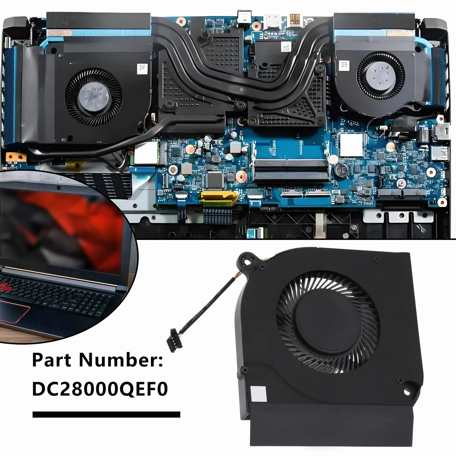 Ventilador de refrigeración GPU para portátil de 4 pines compatible con Acer Nitro 5 AN517-41 AN517-52 AN515-55 AN515-56 AN515-57 DC28000QEF0