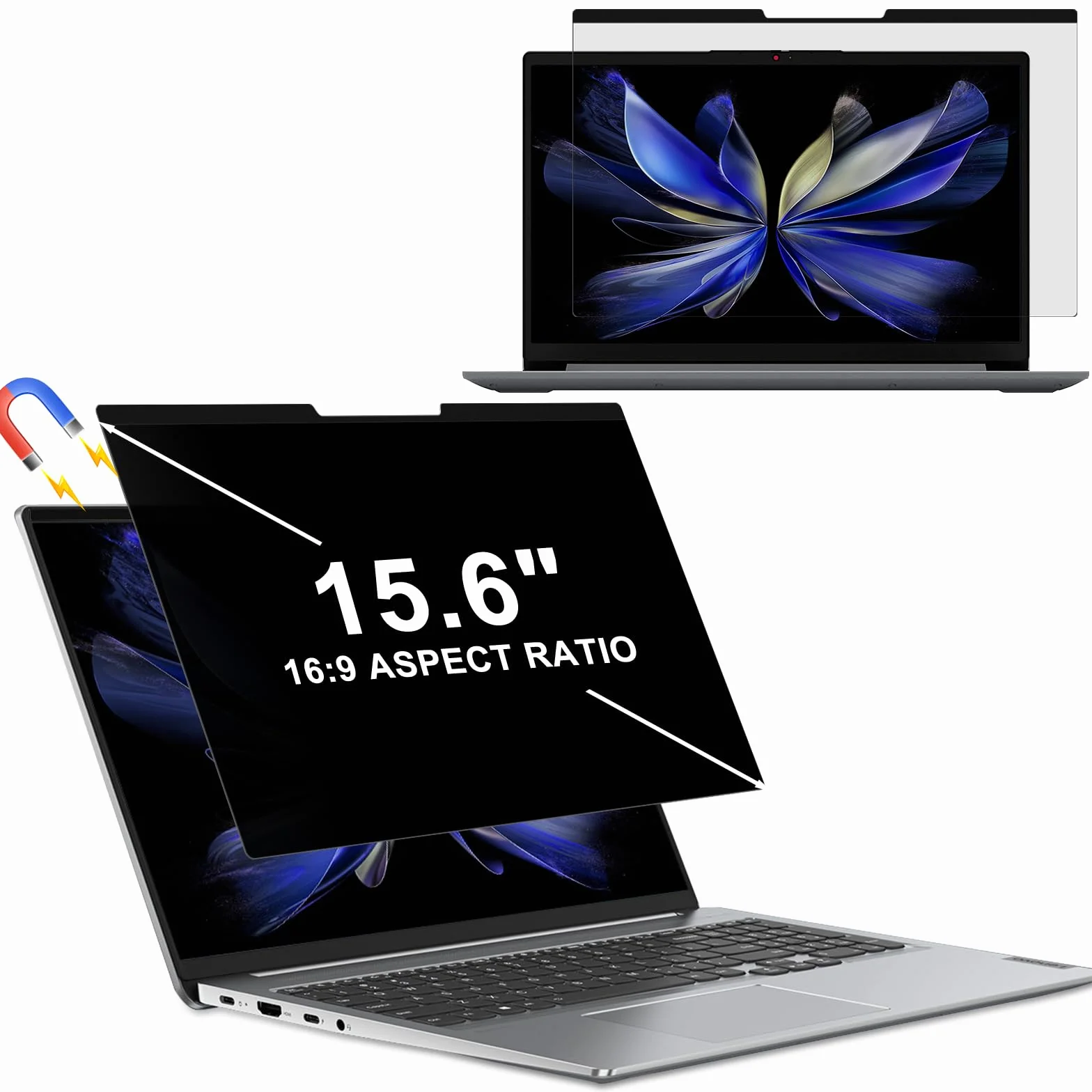 Magnético Filtro de Privacidad de 15,6 Pulgadas (Aspecto 16:9), Anti Luz Azul, Antirreflectante, Protector de Pantalla de Privacidad Extraíble para HP/DELL/Lenovo/Samsung/ASUS/Sony Portátil
