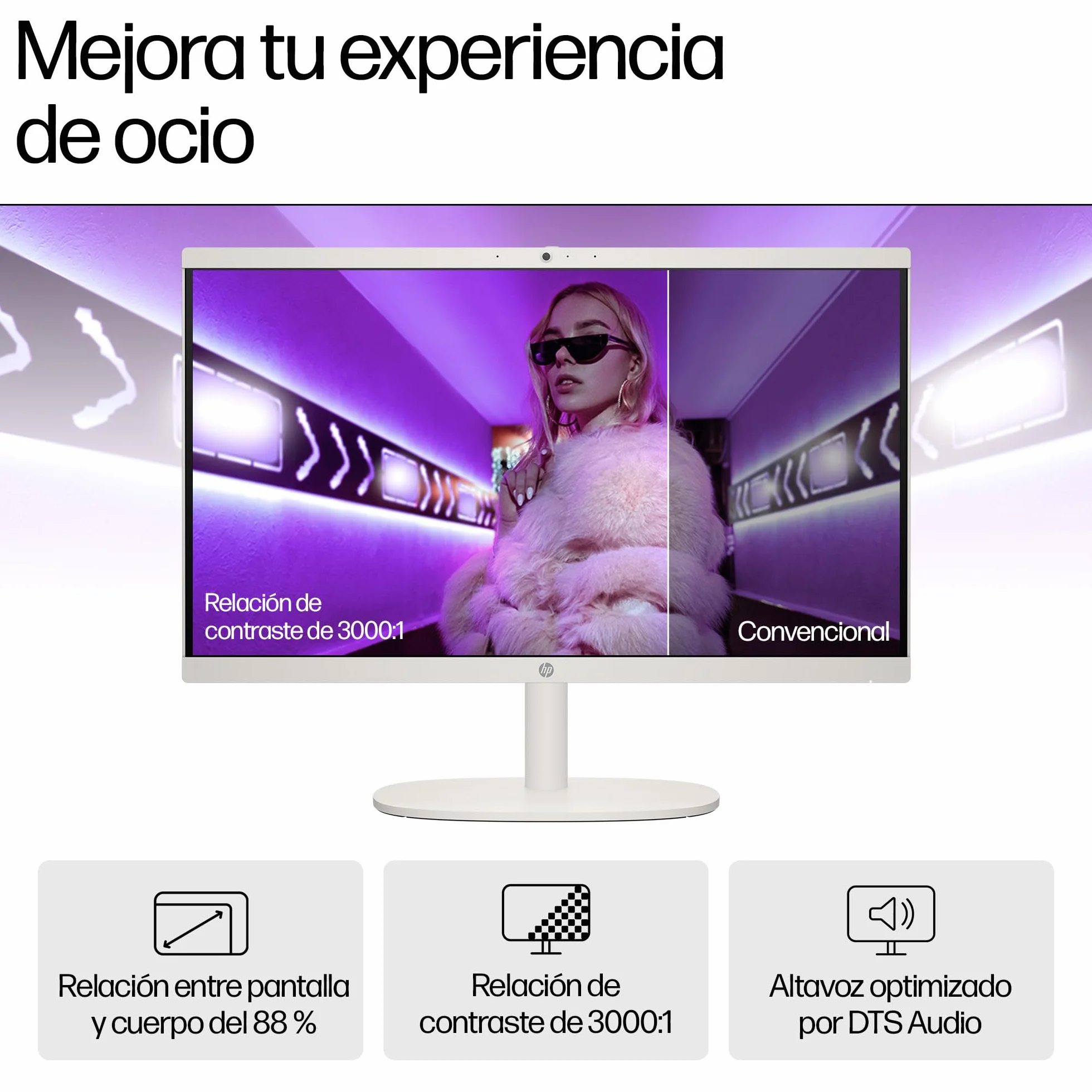 HP All-in-One 22-dg0014ns 21.5" Ordenador Intel N100 8GB RAM 256GB SSD Intel UHD Graphics Windows Blanco