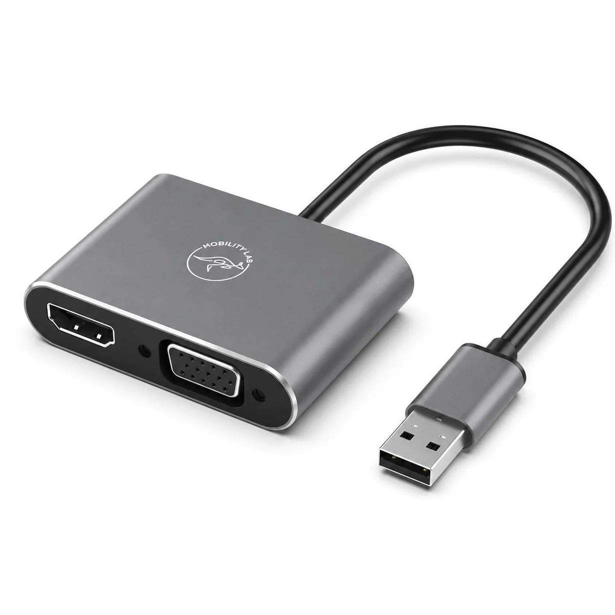 Mobility Lab Adaptador USB 3.0 a HDMI y VGA - Conexión de Alta Resolución 1920 x 1080p para macOS y - Ideal para Presentaciones, Juegos, Películas - Plug & Play - Sin Necesidad de Software