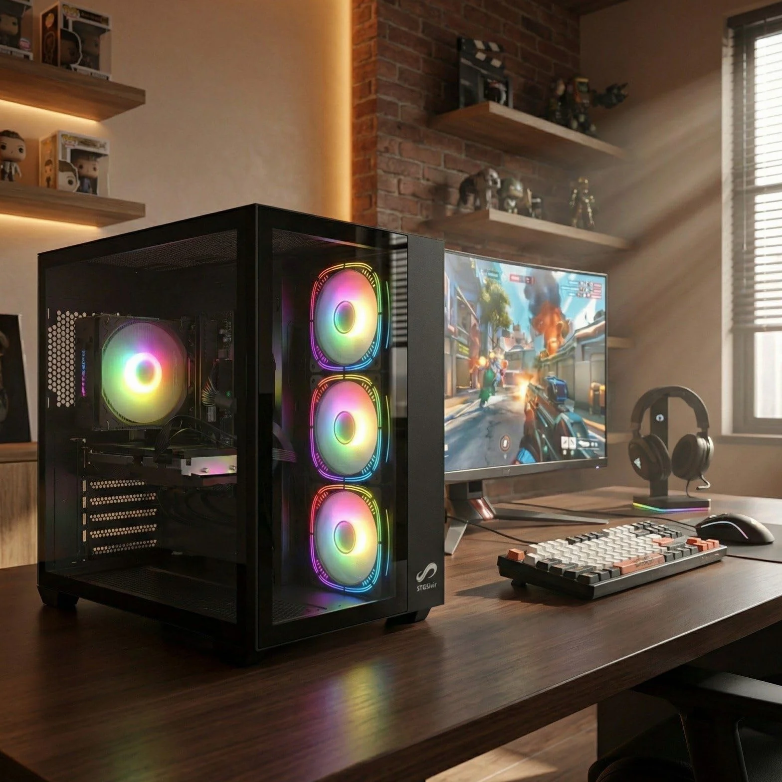 STGsivir PC Gaming, Ordenador de Sobremesa Gaming, GeForce RTX 2060 Super 8GB GDDR6,Core i7 hasta 3.9Ghz,16GB DDR,1TB SSD,WiFi 6,BT5.0,RGB Ventiladores x3,Windows 11 Pro