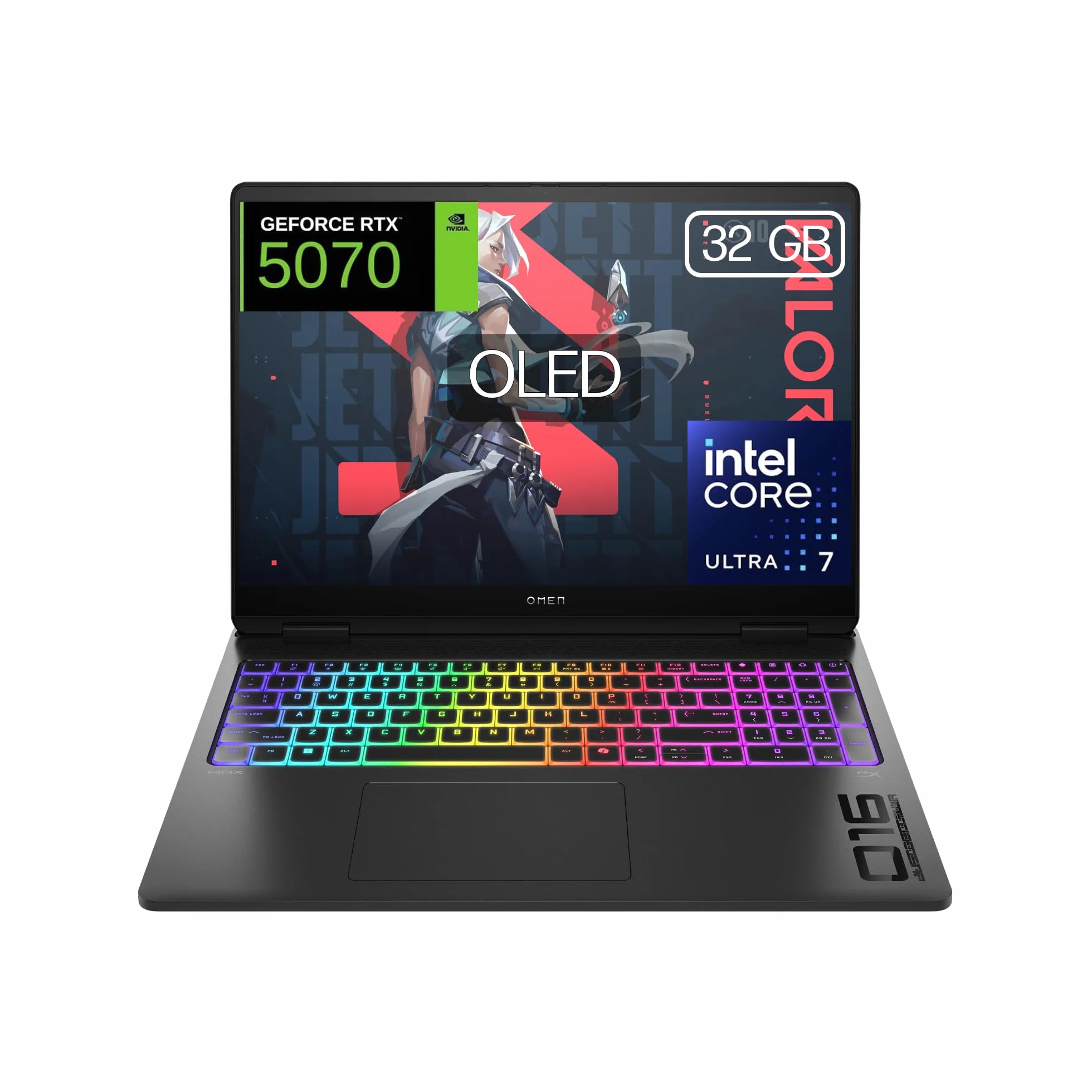 HP OMEN MAX - Ordenador Portátil Gaming de 16" OLED 240Hz (Ultra 7-255HX, 32GB RAM, 1 TB, NVIDIA GeForce RTX 5070 8GB, FreeDos) Negro - Teclado QWERTY Español