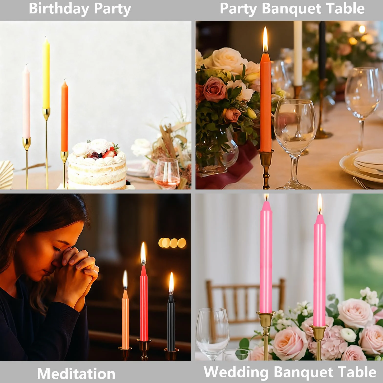Velas Puntiagudas Cónicas Decorativas 1,2 x 16 cm 36 Piezas para Hogar