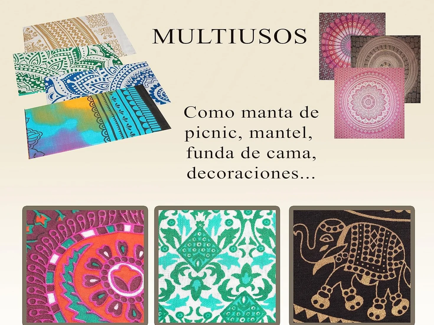 BRICOMIRAS Tapiz de Playa Grande antiarena Mandala 2X Verde