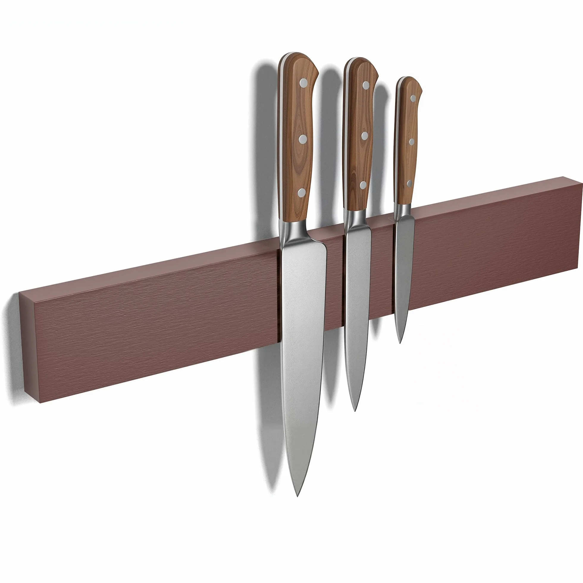 Soporte Cuchillos Cocina Magnético 40 cm, Organizador Cuchillos Madera con Imanes Adhesivos y 2 Ganchos Autoadhesivos