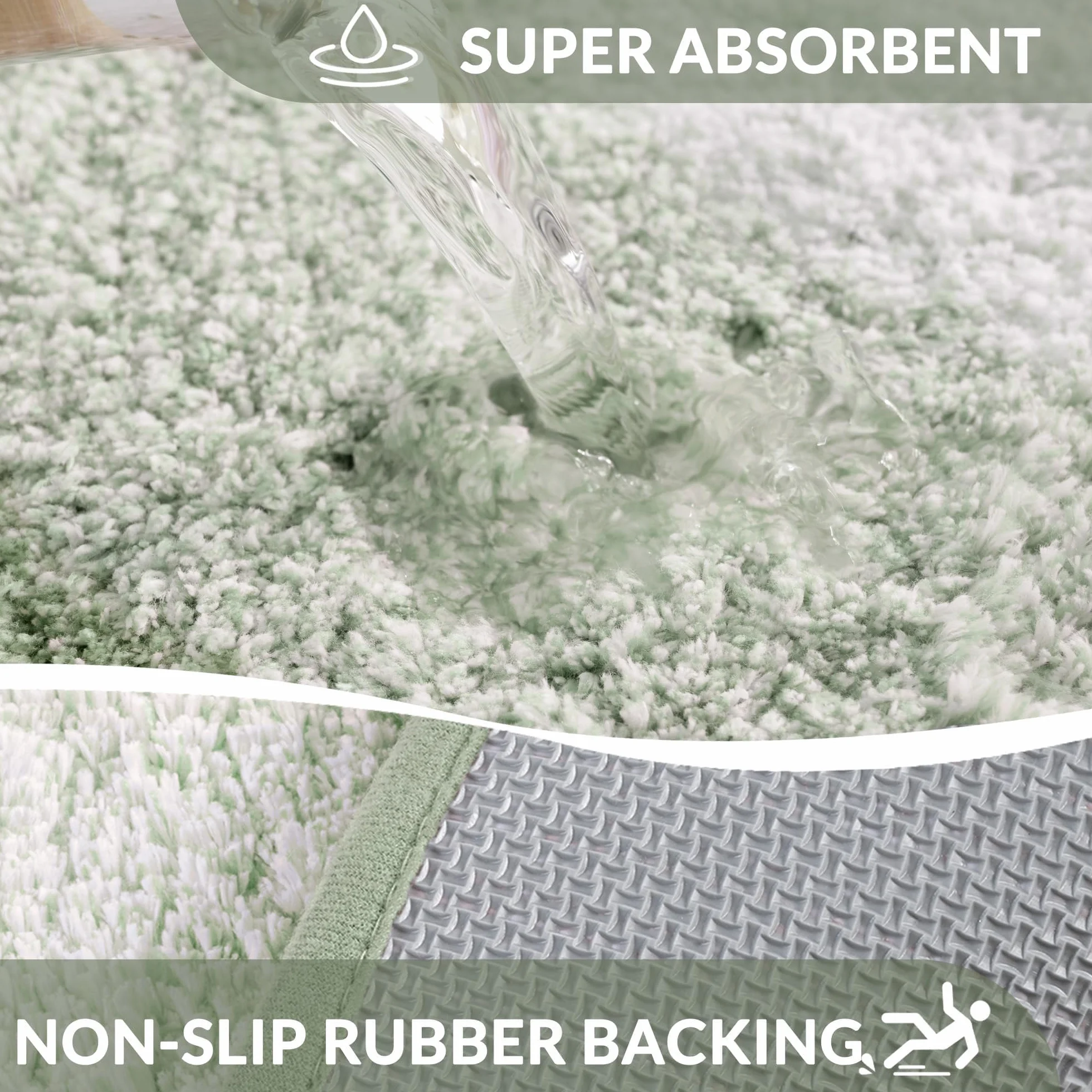Alfombra de Baño de Microfibra Antideslizante Absorbente 50x80 cm Verde