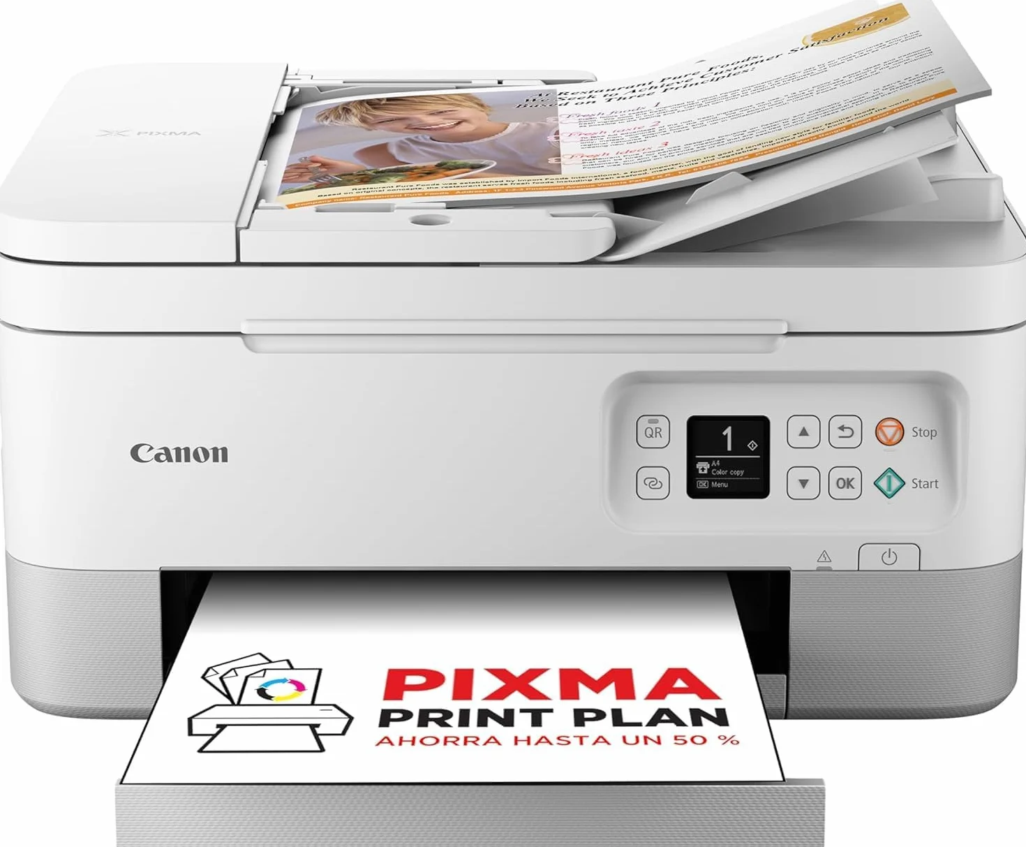 Canon Pixma TS7451i Impresora Multifunción 3 en 1, Sistema de Inyección de Tinta, Impresión, Escaneo y Copia, WiFi, Pixma Print Plan, Impresión a Doble Cara, ADF de 35 Hojas, Bandeja Posterior,Blanca