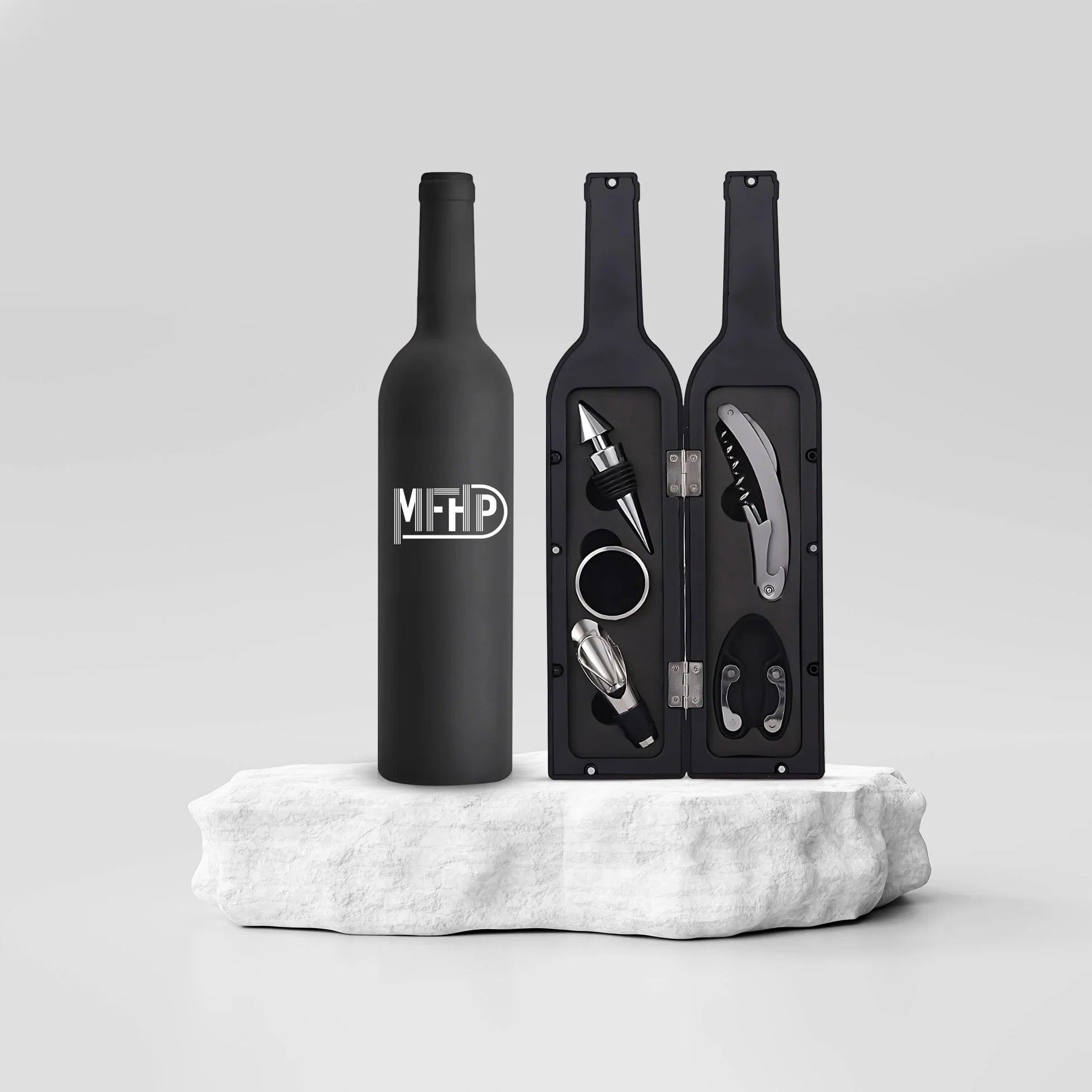 Juego de accesorios para abrebotellas de lujo – Sacacorchos con corta cápsula, anillo de goteo, vertedor y tapón de vino