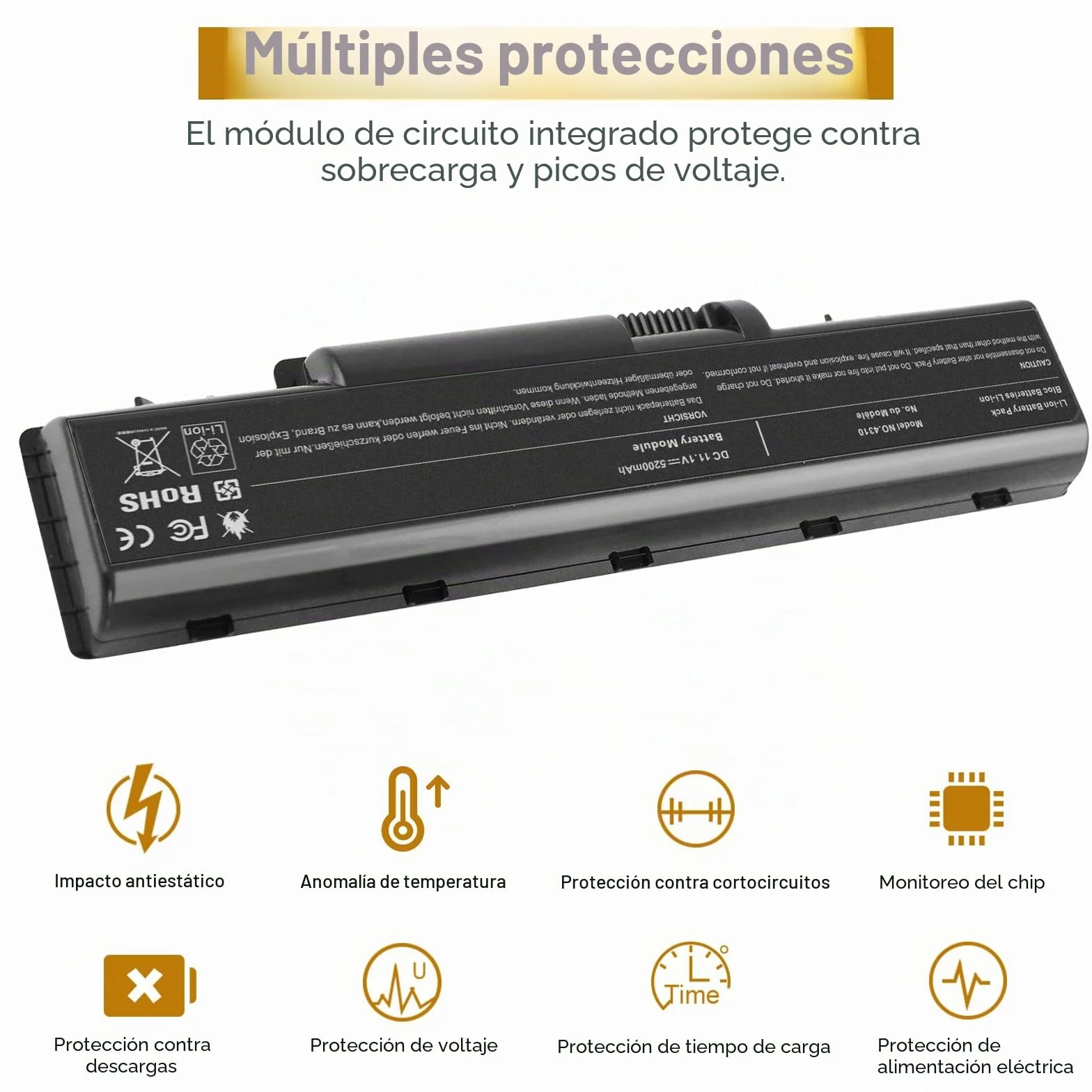 ARyee AS07A51 - Batería compatible con Acer Aspire 5235 5335 4220 4710 5542G 5738G 5740G 4710G 4720G 4240 AS07A75 AS07A72 AS07A71 AS07A52 AS07A52 AS07A55 1