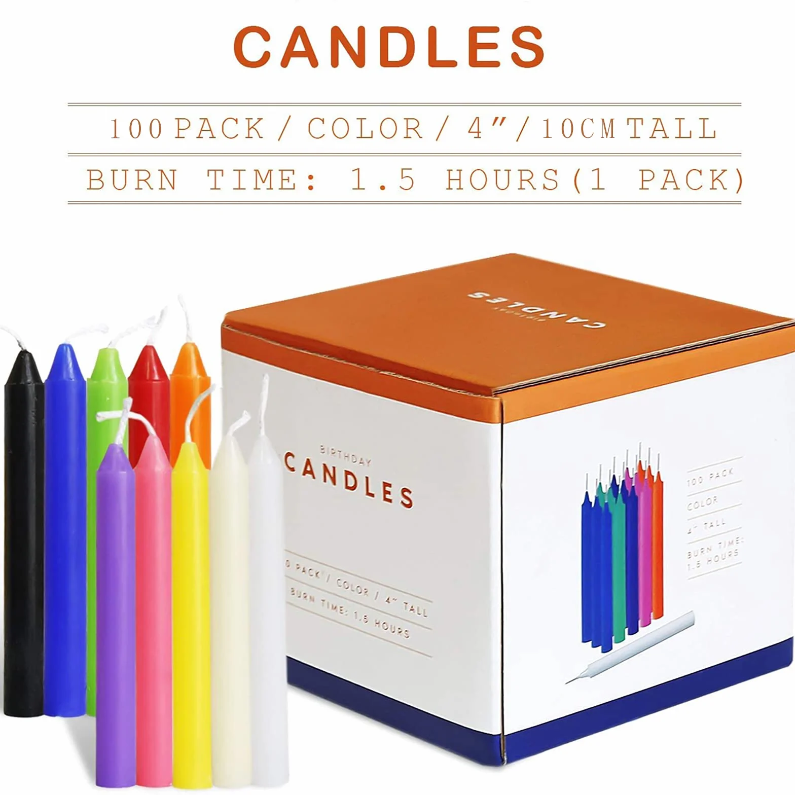 Velas sin Goteo de 100 Piezas, Colores Surtidos, Cera de Soja Natural, 4 Pulgadas, para Magia y Rituales
