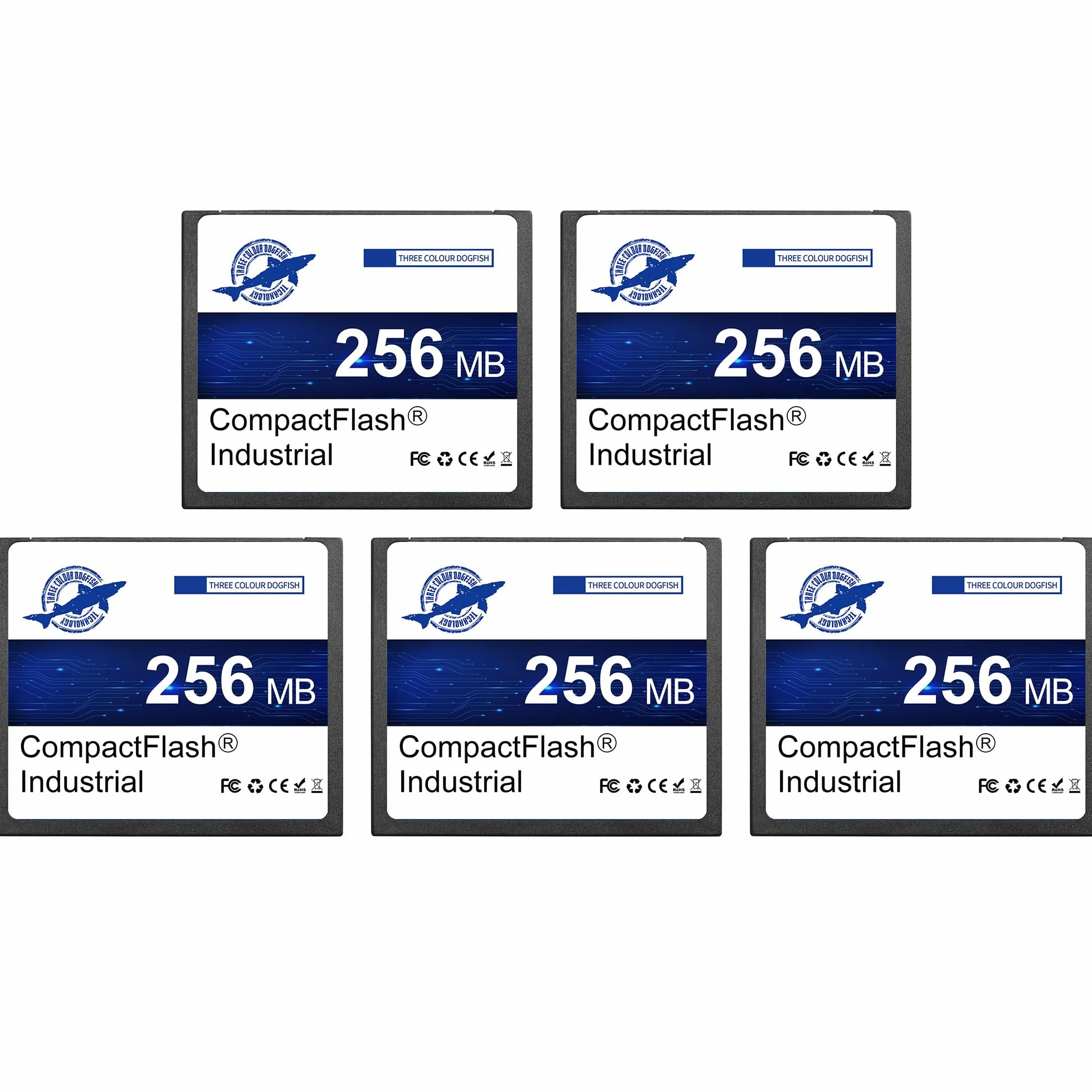 Dogfish Tarjeta de Memoria CompactFlash 256MB 5PACK, Industrial CF Memory Card, para Cámaras Antiguas DSLR y Equipos Industriales