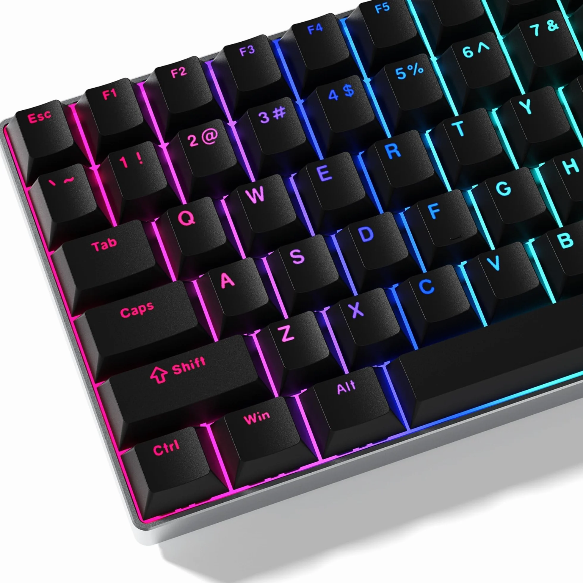 Womier Keycaps 60 75 100% Cherry Keycaps Shine Through PBT, Juego de Teclas Personalizadas, compatibilidad Universal para Cherry Gateron MX Switches Teclado, Negro