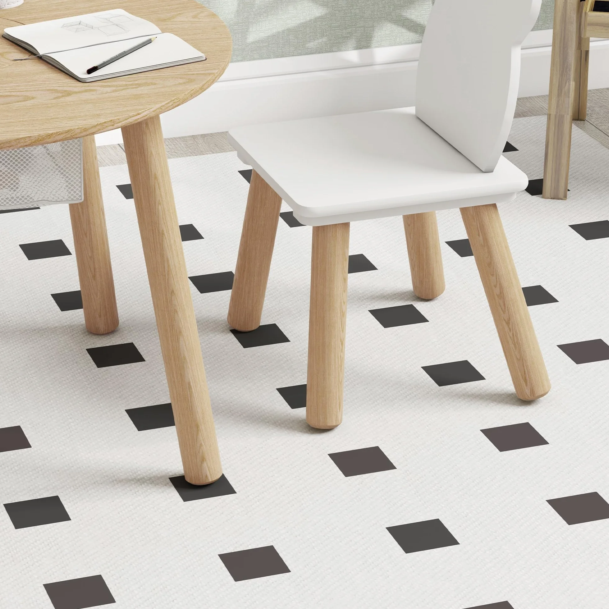 AIYAPLAY Mesa y Sillas Infantiles de 3 Piezas con Almacenaje para Niños 3-6 Años Guardería Sala de Juegos Natural