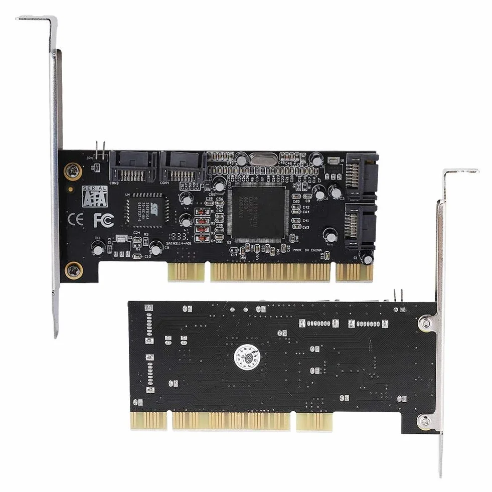 Tarjeta Controladora PCI SATA 4 Puertos Internos 1,5 Gbps Sil3114 Chipset Raid, Compatible con 98SE/Me/2000/XP/NT4.0/XP 64-bit
