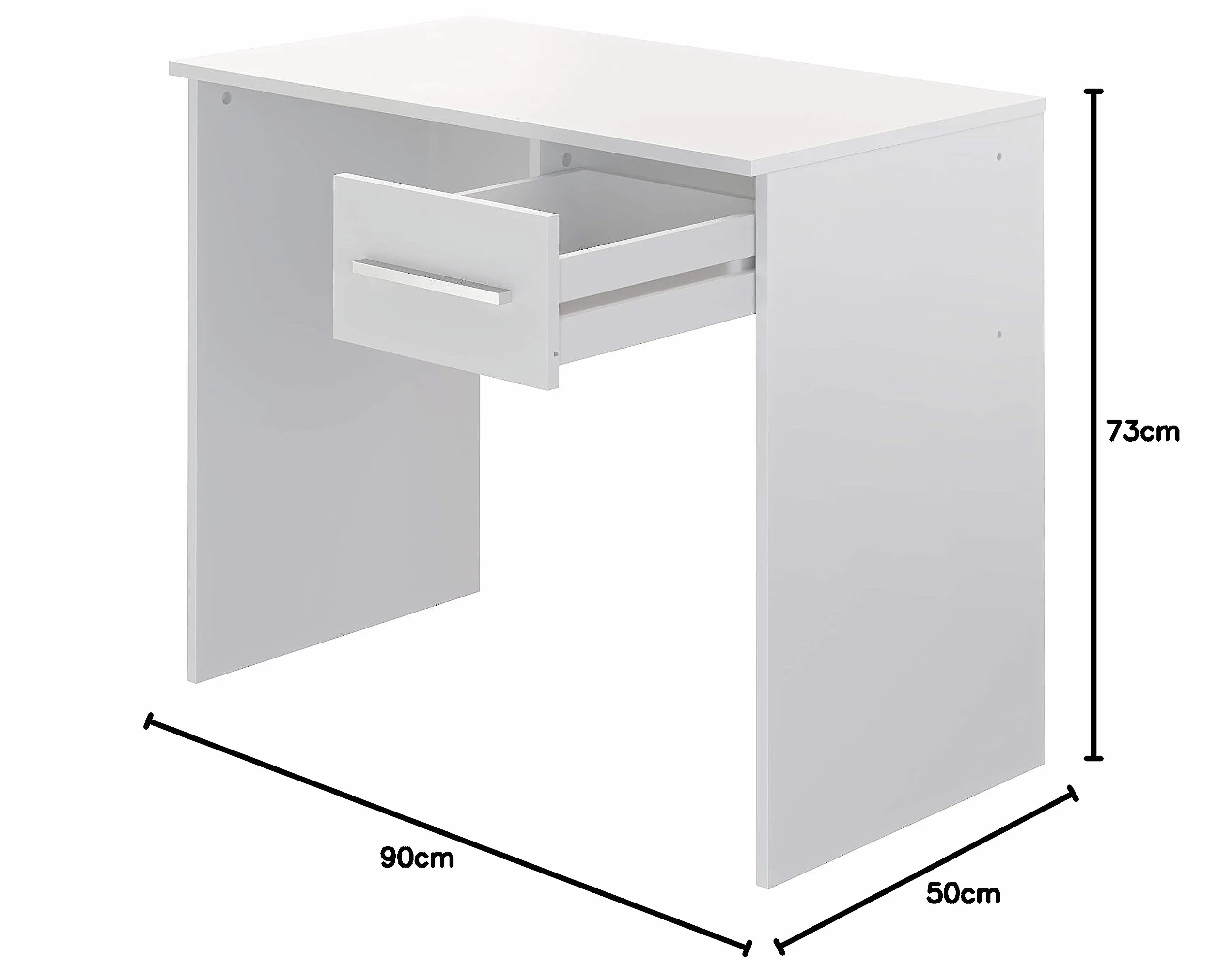 Amazon Basics Escritorio moderno para oficina en casa, 1 cajón, 127 x 229 x 185 cm, blanco