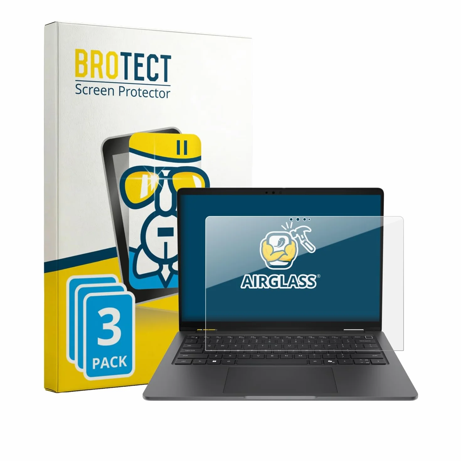BROTECT Protector Pantalla Cristal para Dell Pro 7 Series 13 2-in-1 P703260 Protector Vidrio (3 Unidades) - [Dureza 9H, Anti-Arañazos]
