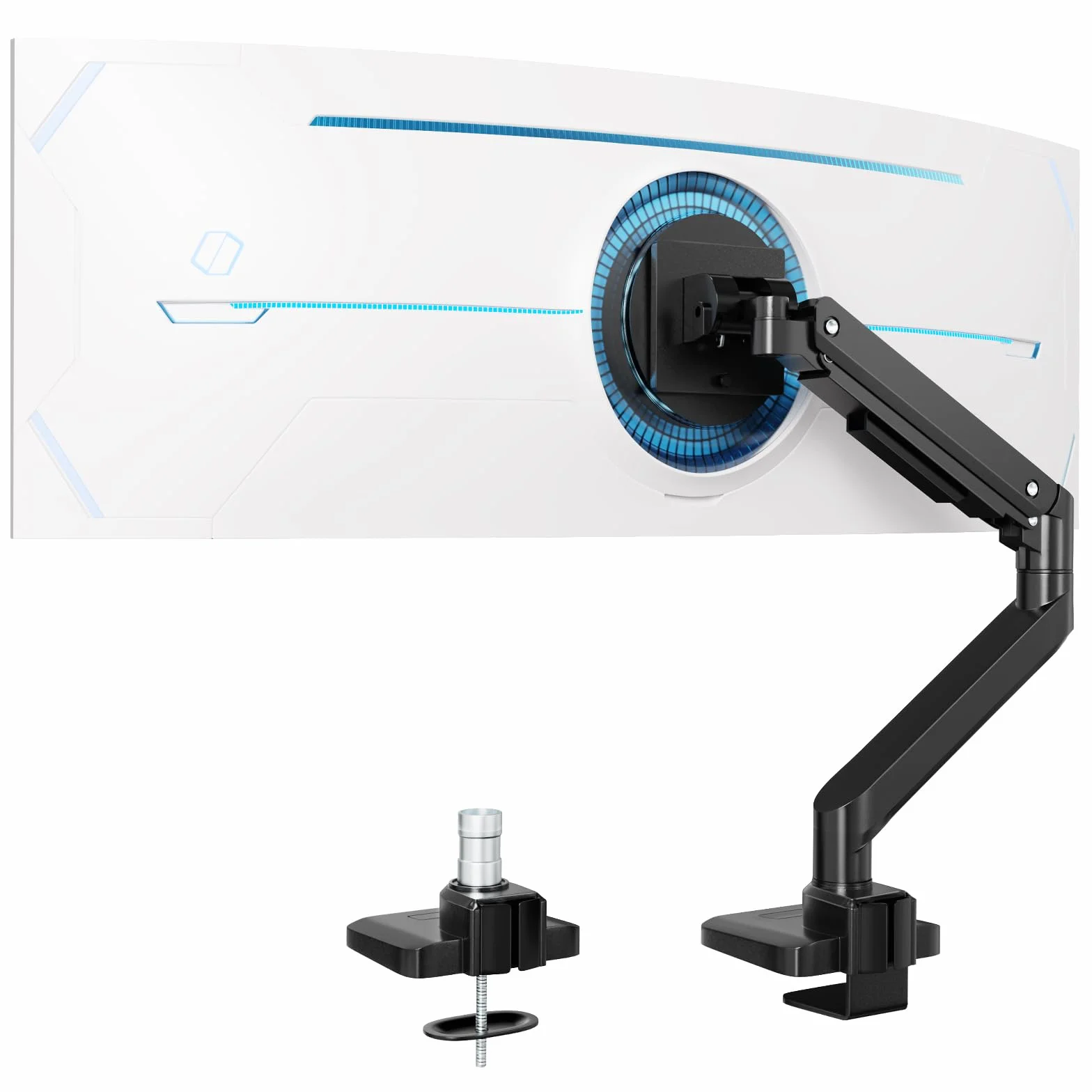 Soporte de Monitor para Pantalla Plana y Curvada de 17-49 Pulgadas, Robusto Soporte de Monitor de Gas con Altura Regulable con inclinaciones, Mayor Capacidad de Carga de 2 – 20 kg,VESA 75/100 mm