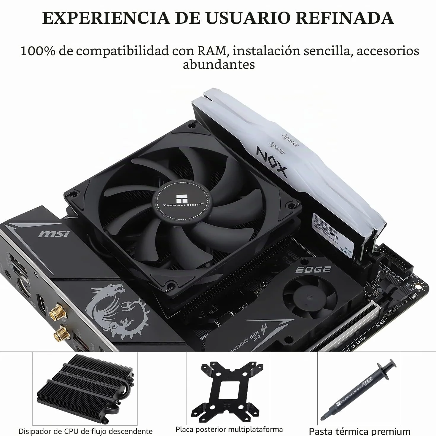 Thermalright AXP-90 X36 Black Low Profile - Enfriador de aire para CPU (90 mm, TL-9015B, 4 tubos de calor, 36 mm, para AMD AM4/Intel LGA 1700/1150/1151/1155/1156/1200