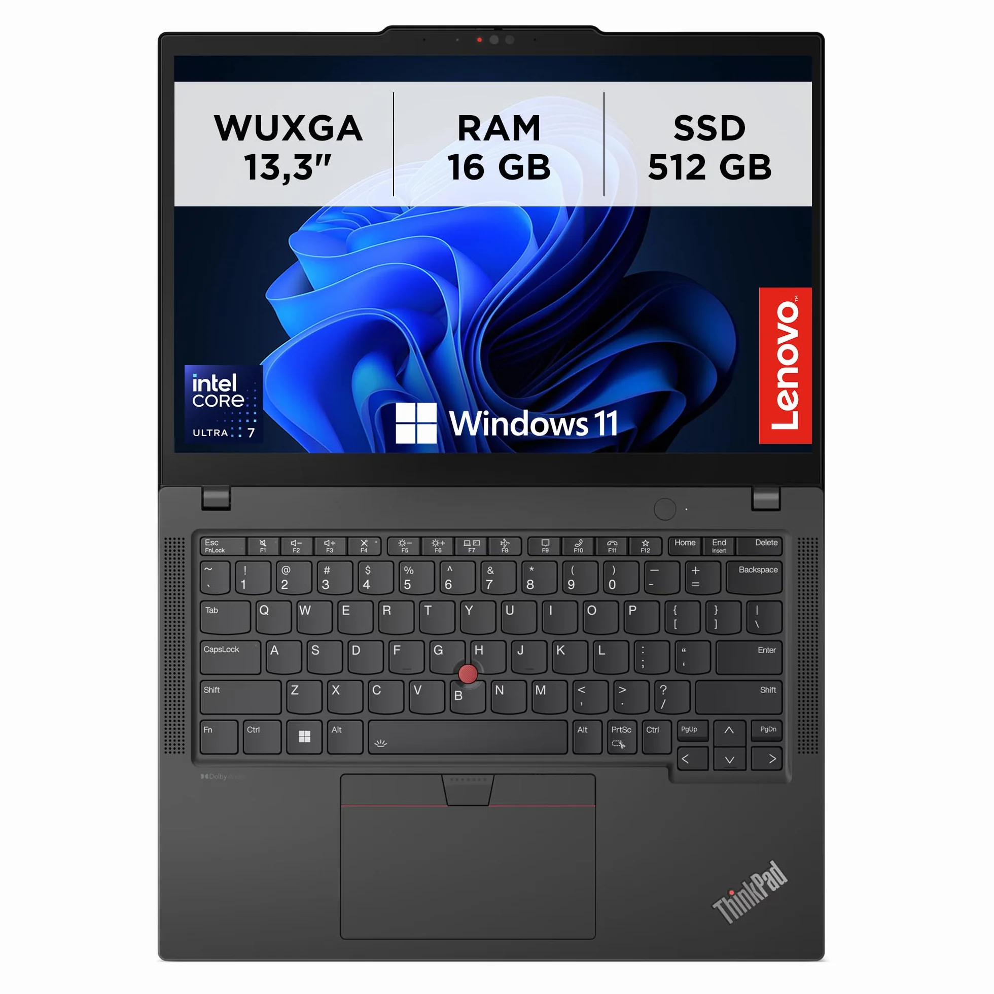 Lenovo - Ordenador portátil de 13,3 pulgadas ThinkPad X13 Gen 5, PC profesional Windows 11 Pro, Intel Core Ultra 7 155U, RAM 16 GB LPDDR5X, 512 GB SSD NVMe - Ordenador gráfico Intel, PC Audio Dolby