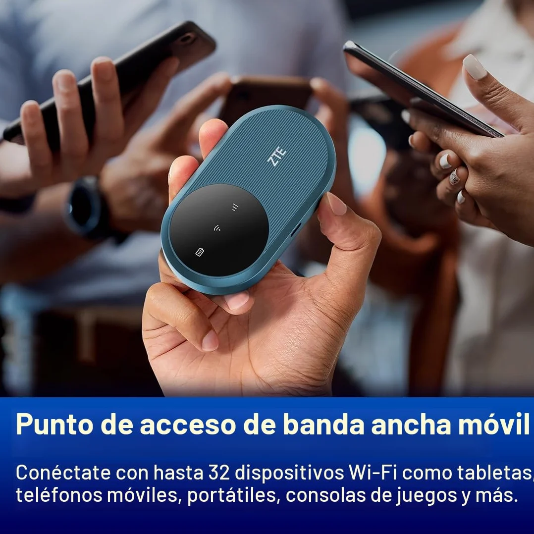 ZTE U10S Pro Blue, 4G+LTE Mobile Wi-Fi 6, enrutador portátil, conecta 32 dispositivos, 3000 mAh, 10 horas de duración de la batería, compatible con todas las redes