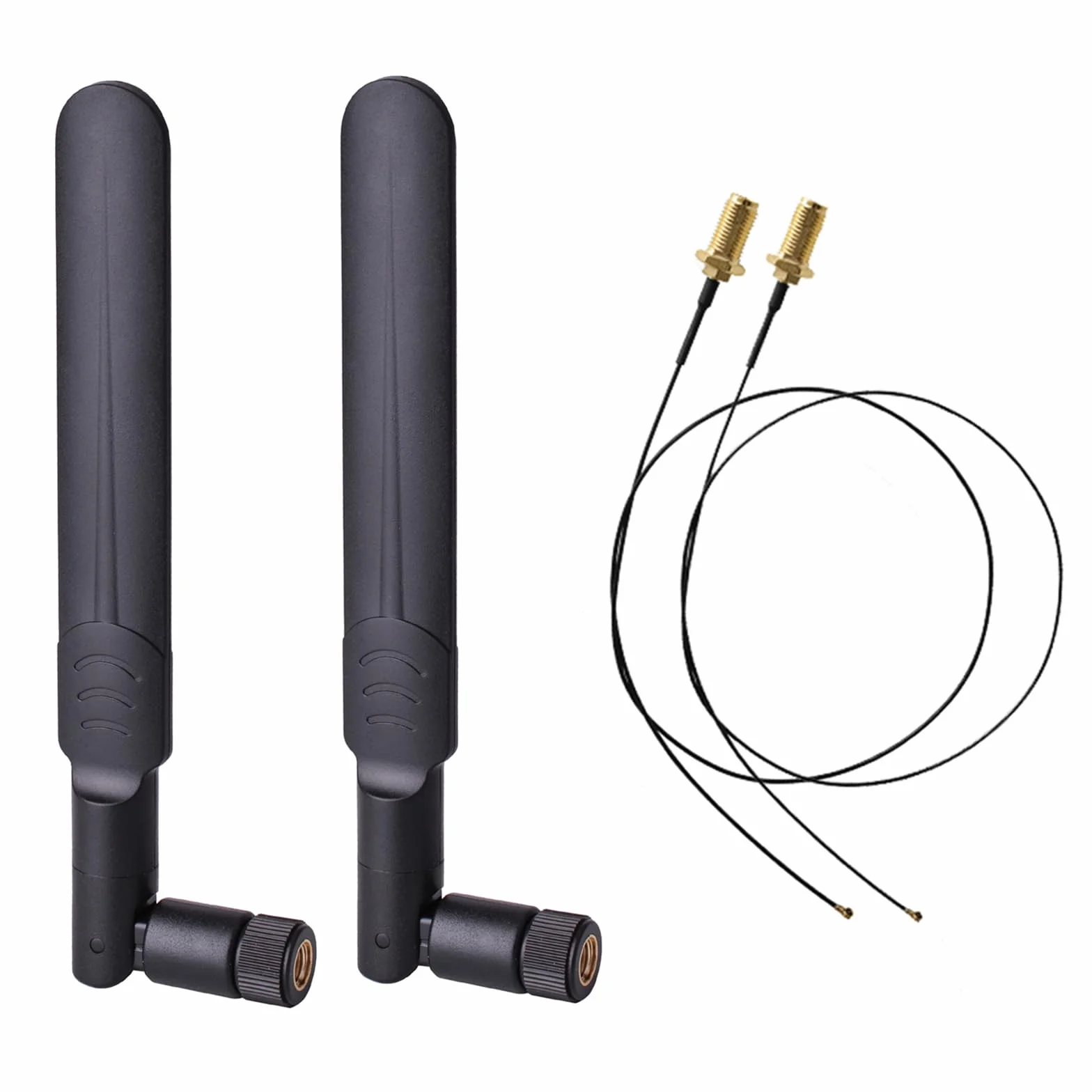 2 x 6dBi 2.4GHz 5GHz Dual Band WiFi RP-SMA Antena macho + 2 x 35 cm RP-SMA IPEX MHF4 Pigtail Cable para M.2 NGFF WiFi WLAN Card