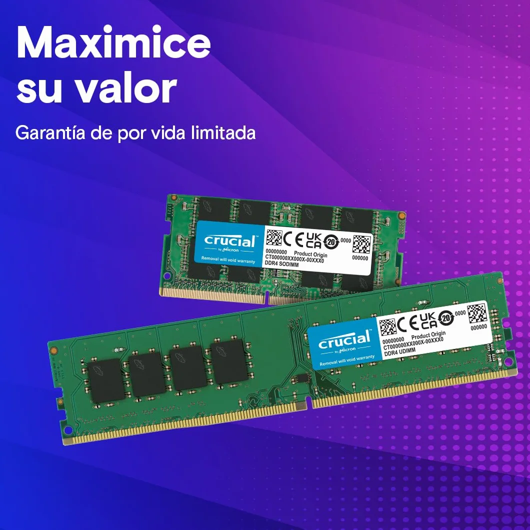 Crucial RAM DDR4 8GB 3200MHz SODIMM CL22, Memoria para Ordenador Portátil/Laptop, Mini PC (o 2933MHz / 2666MHz) - CT8G4SFRA32A