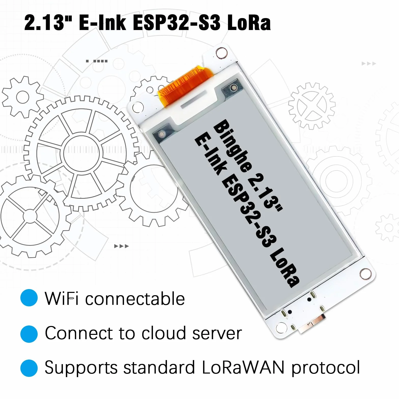 2.13" E-Ink Lora Display Binghe 2.13" E-Ink Lora Display con ESP32-S3 Lora Placa de Desarrollo con Placa acrílica/Cable de batería/Antena Soporte WIFILORA Bluetooth Compatible con Arduino