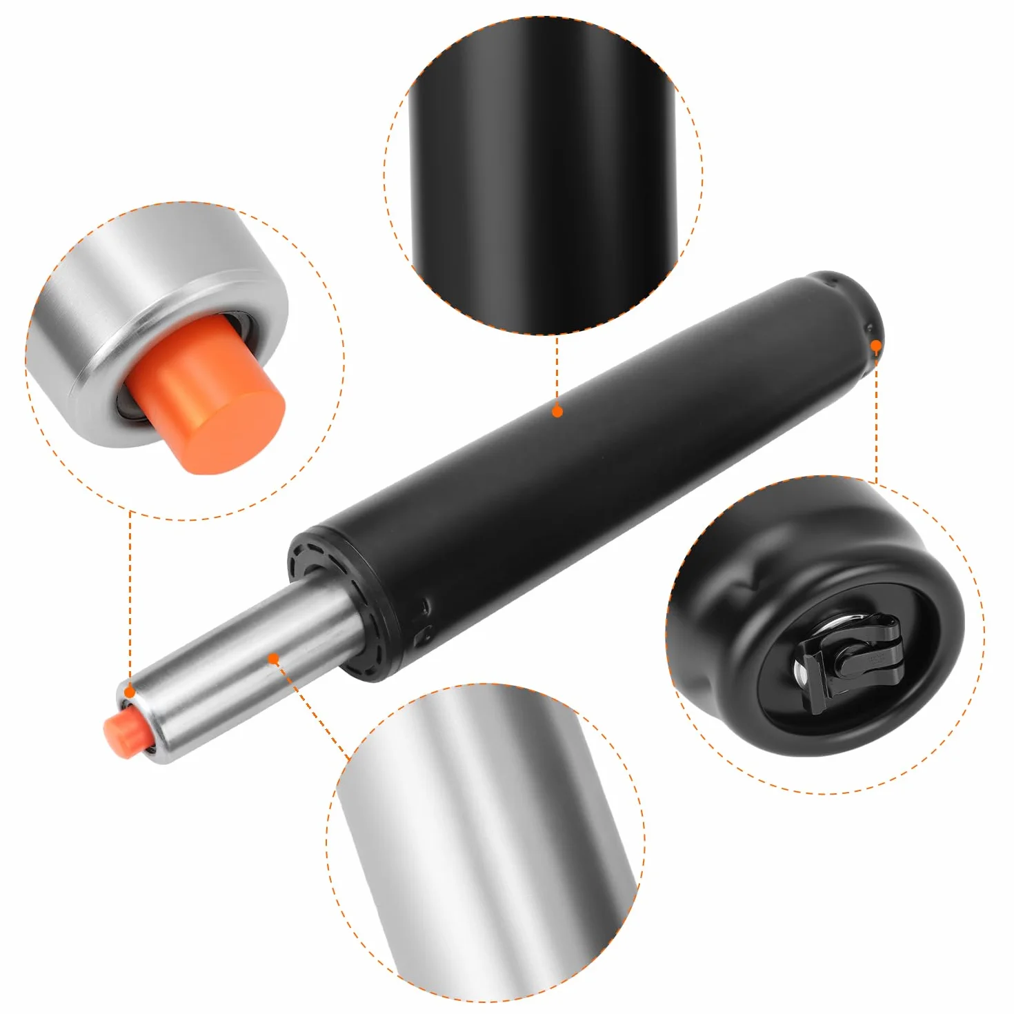 Puntal de gas para sillas de oficina 31-45 cm acero inoxidable 360° rotación QWORK