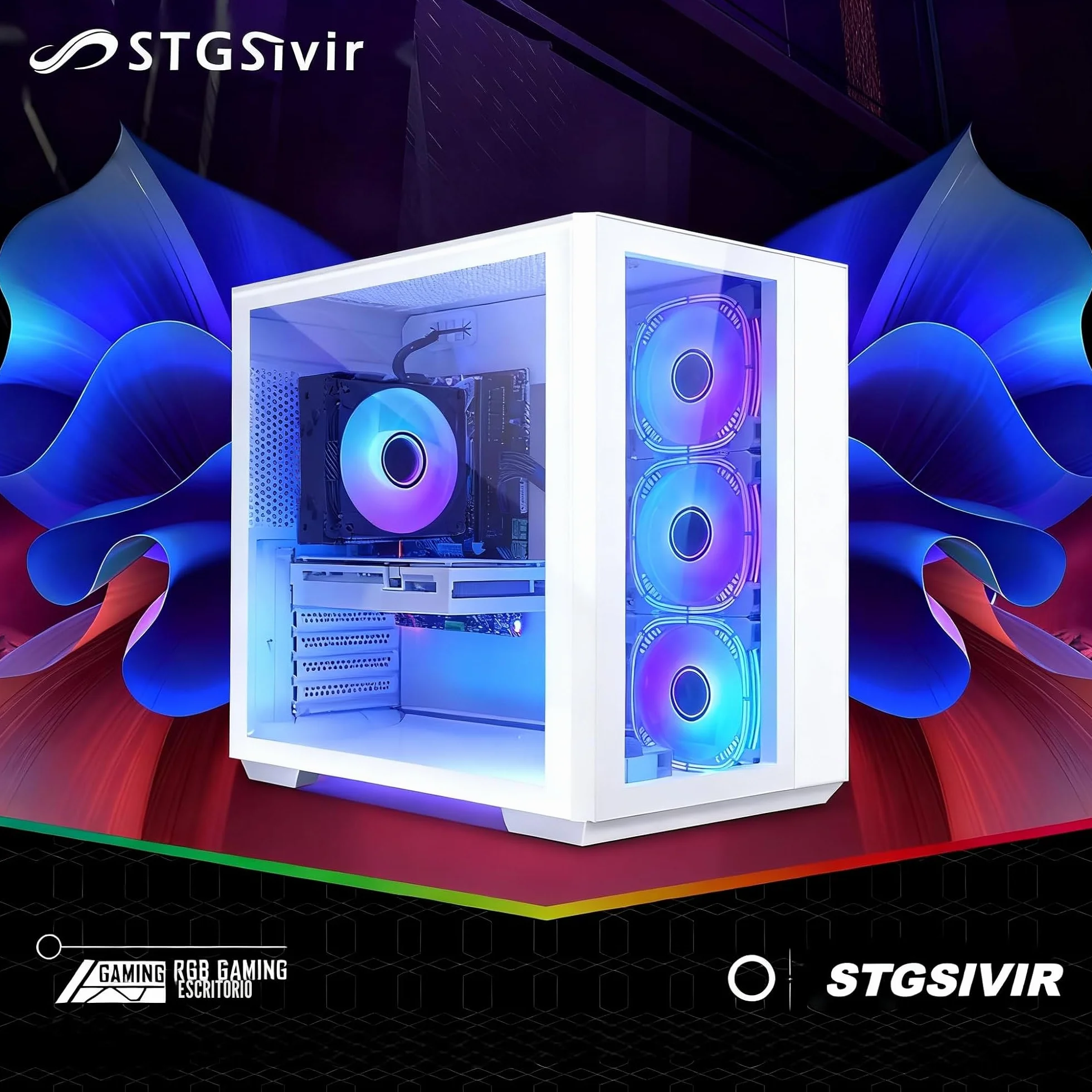 STGsivir PC Gaming, Ordenador de Sobremesa Gaming, Core i7 hasta 3.9 GHz, Nvidia RTX 3060 12GB GDDR6, 16GB RAM, 1TB SSD, WiFi 6, BT 5.0, Windows11 Pro