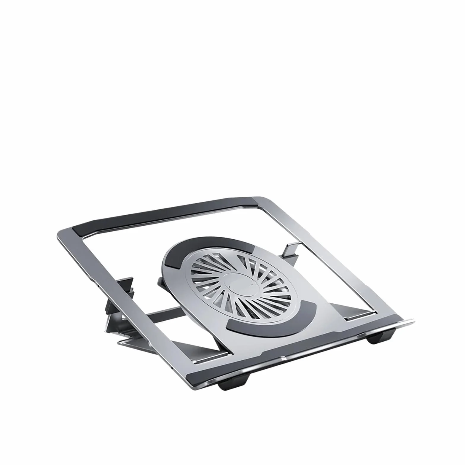 HIZON Soporte de mesa para ordenador portátil ajustable soporte para ordenador portátil ergonómico giratorio 360° Gaming RGB apto para portátiles de hasta 17 pulgadas (con ventilador RGB gris)