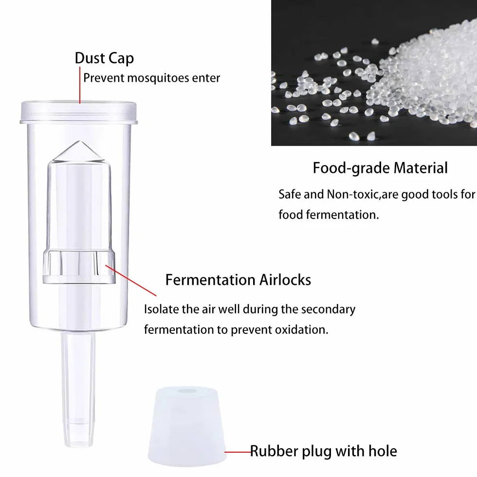 Airlock Fermentacion 3PCS Esclusa de Aire Plástico para Cerveza, Vino