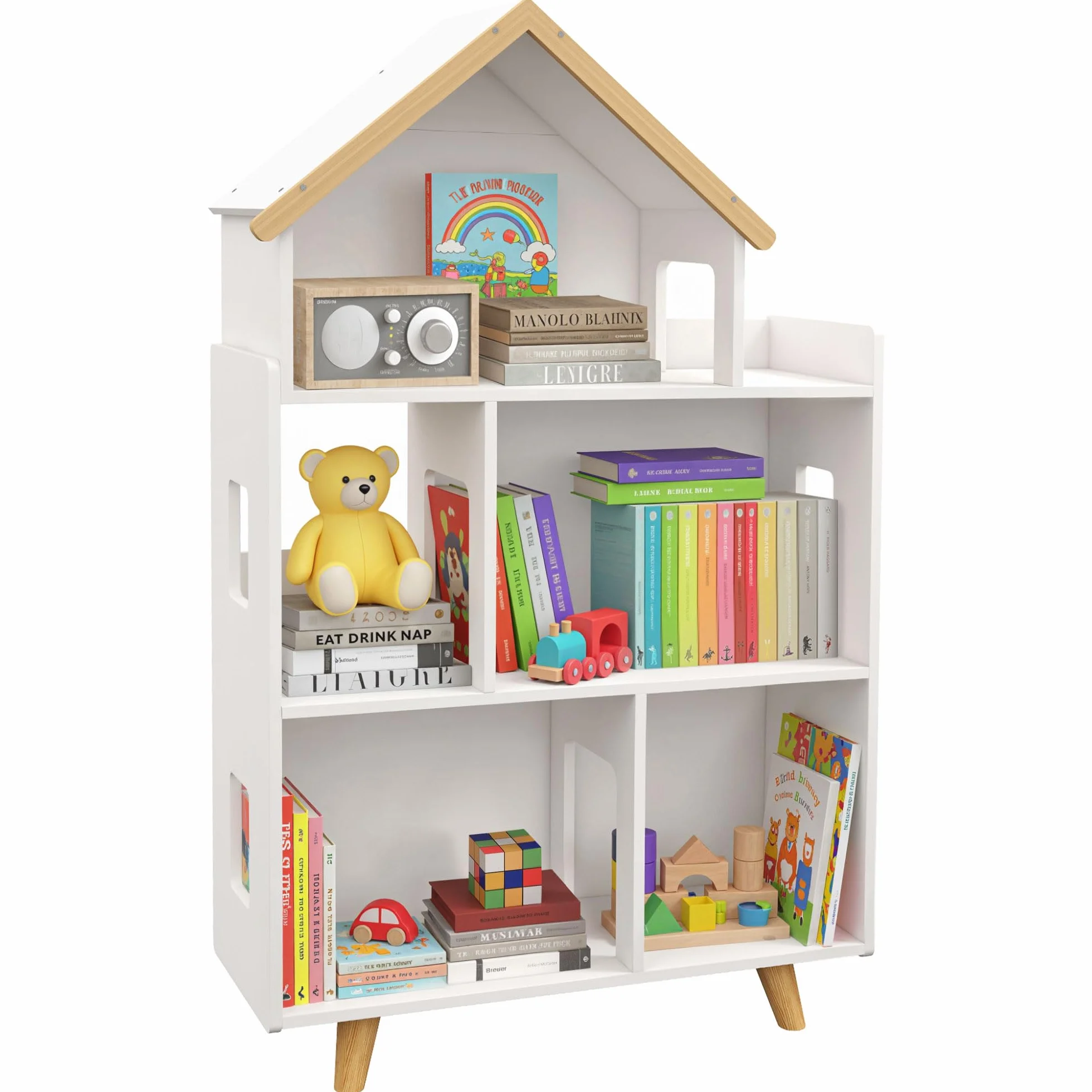 ZONEKIZ Estantería para Juguetes 3 Niveles 50 kg 65x25x108,5 cm Blanco