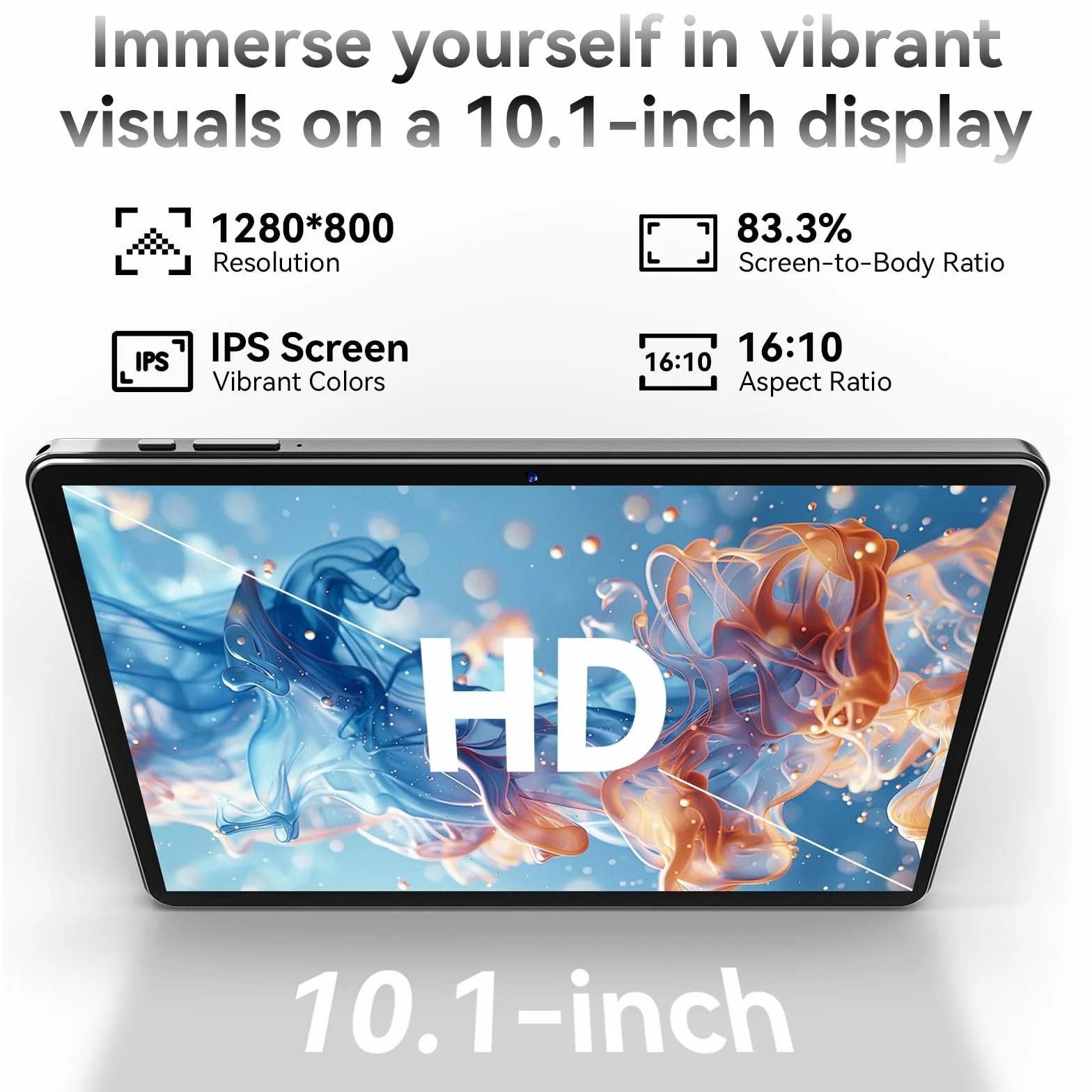 Tablet 10 Pulgadas Android 15 Negro, 6GB RAM (hasta 18GB con expansión) 128GB, Octa-Core T30, Pantalla IPS 1280x800, Batería 6000mAh, WiFi Dual, GPS, Desbloqueo Facial, Bluetooth, USB-C, TF hasta 1TB