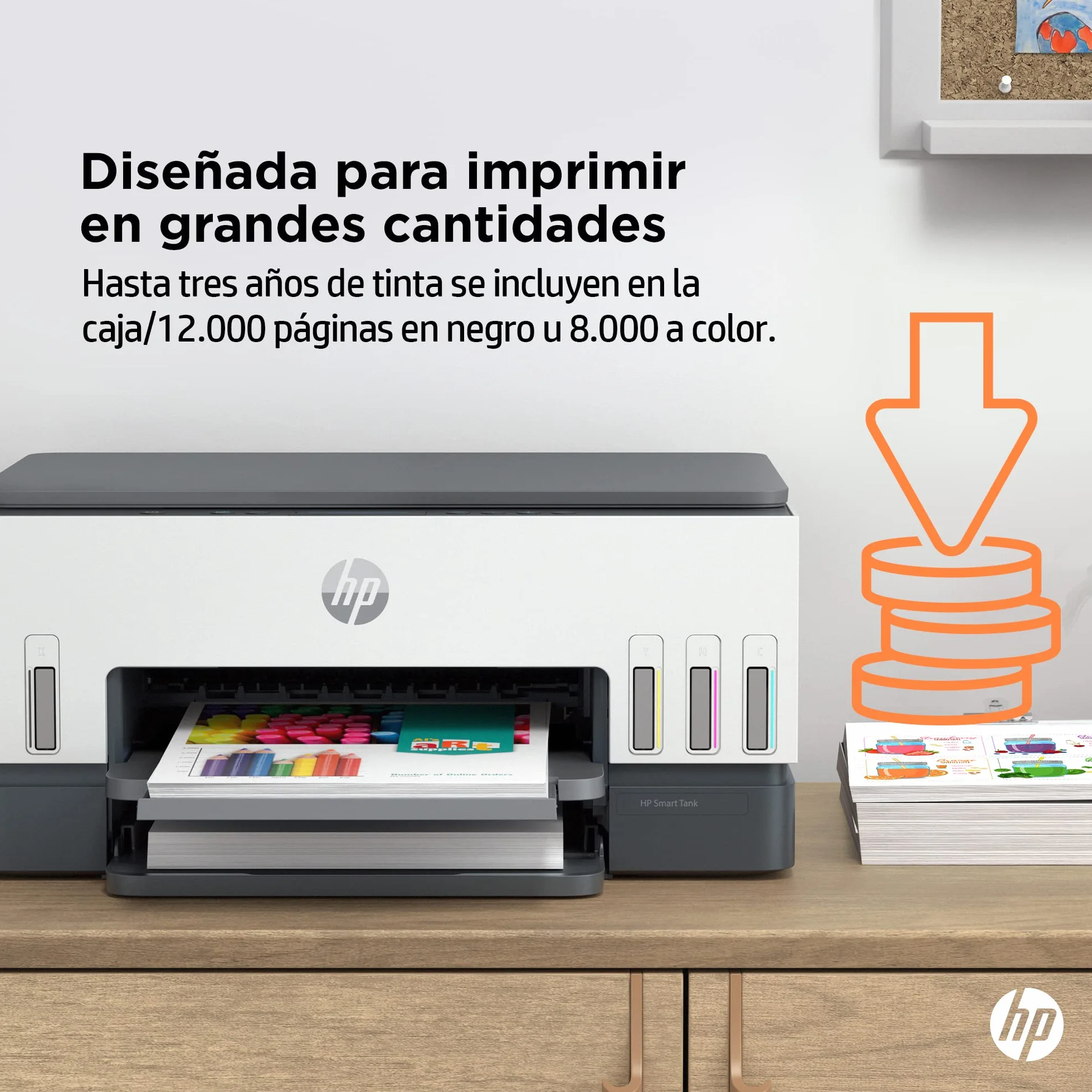 HP Smart Tank 6005, Impresora A4 Multifunción a Color, Inyección de Tinta, Wi-Fi de Doble Banda, Impresión automática a Doble Cara, Escáner, Copiadora, Smart App, Tinta incluida hasta 3 años
