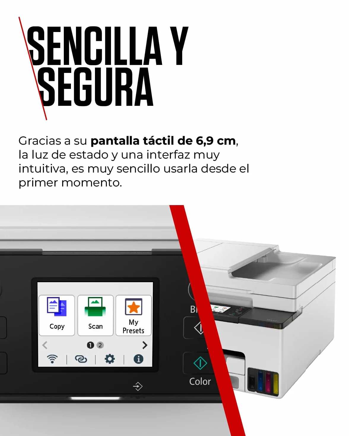 Canon MAXIFY GX2050 – Impresora MegaTank a Color, Copiadora, Escáner y Fax A4 | Hogar y Oficina | Conexión Wi-Fi, Ethernet y USB | Inyección de Tinta | Incluye 6 Botellas de Tinta