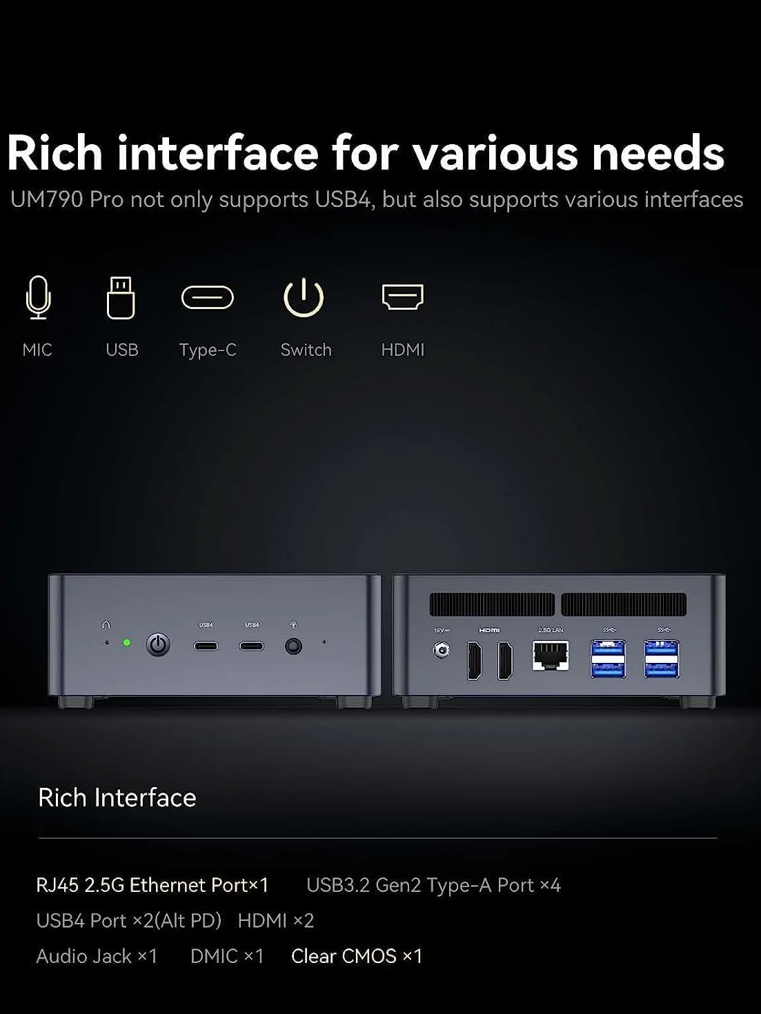 MINISFORUM Venus UM790 Pro Mini PC AMD Ryzen 9 7940HS hasta 5,2 GHz 32 Go DDR5 1 A SSD con AMD Radeon 780M, 4X USB3.2, 2X USB4, 2X HDMI 2.1, 2X PCIe4.0,Wi-FI 6E /BT5.3,RJ45 2,5G