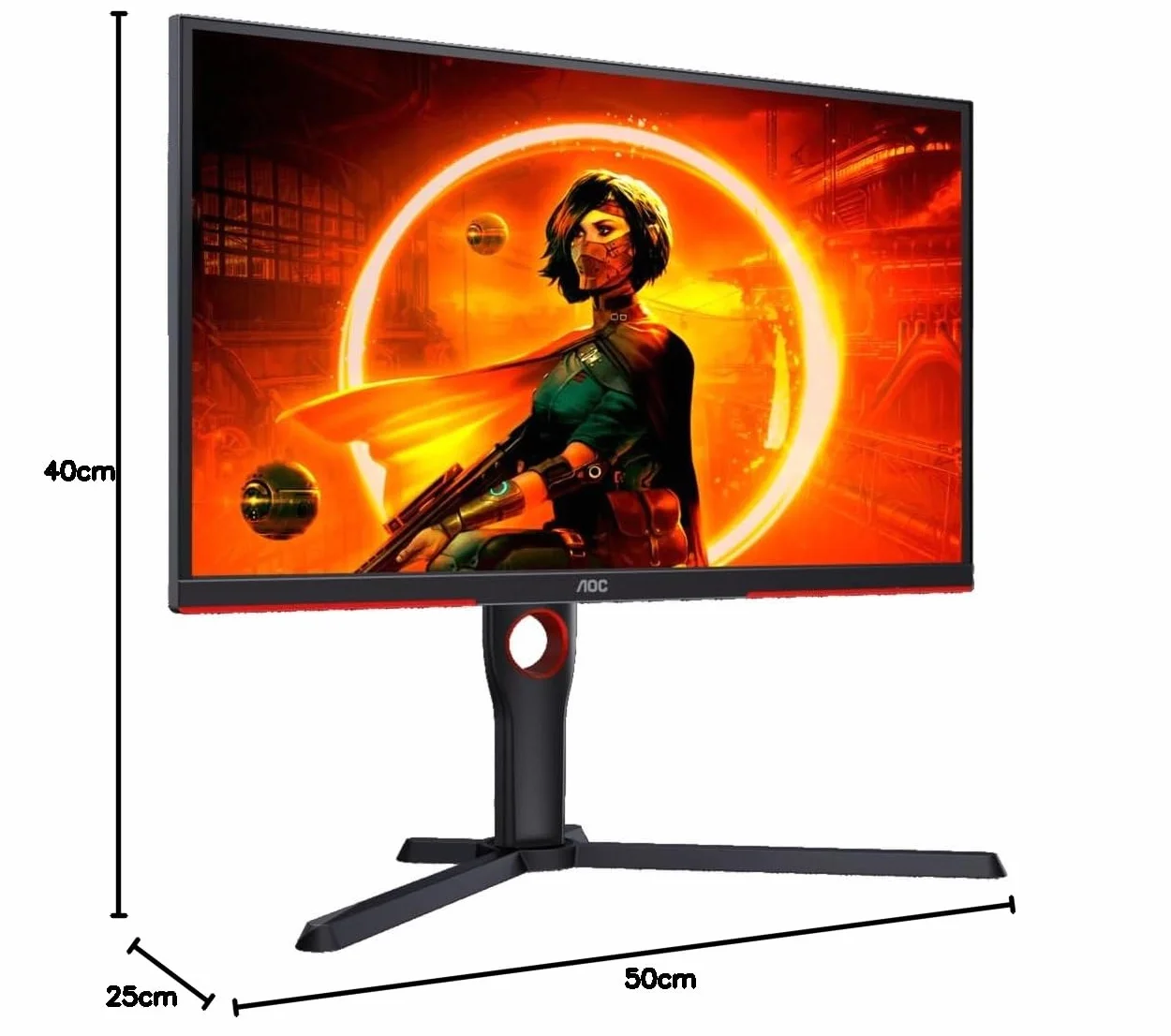 AOC Gaming 25G3ZM/BK - Monitor FHD de 25", 240 Hz, 0.5 ms MPRT, Plano, FreeSync Premium, Ajustable (VA, 1920x1080, HDMI 2.0 x 2, DisplayPort 1.2 x 1, Headphone out (3.5mm)) negro/rojo