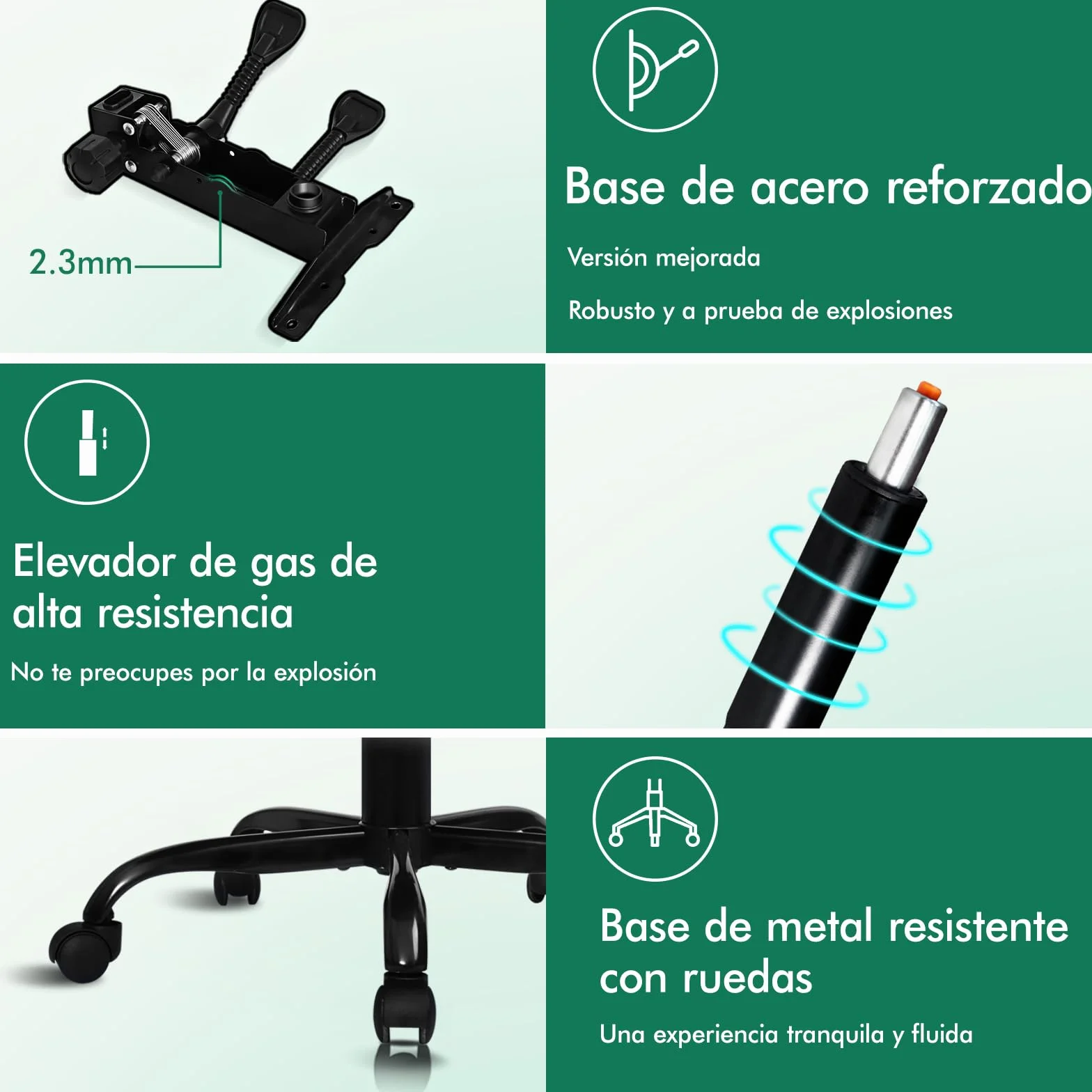 ALFORDSON Silla Oficina Ejecutiva Ergonómica Reclinable con Reposapiés, Cuero PU Gris