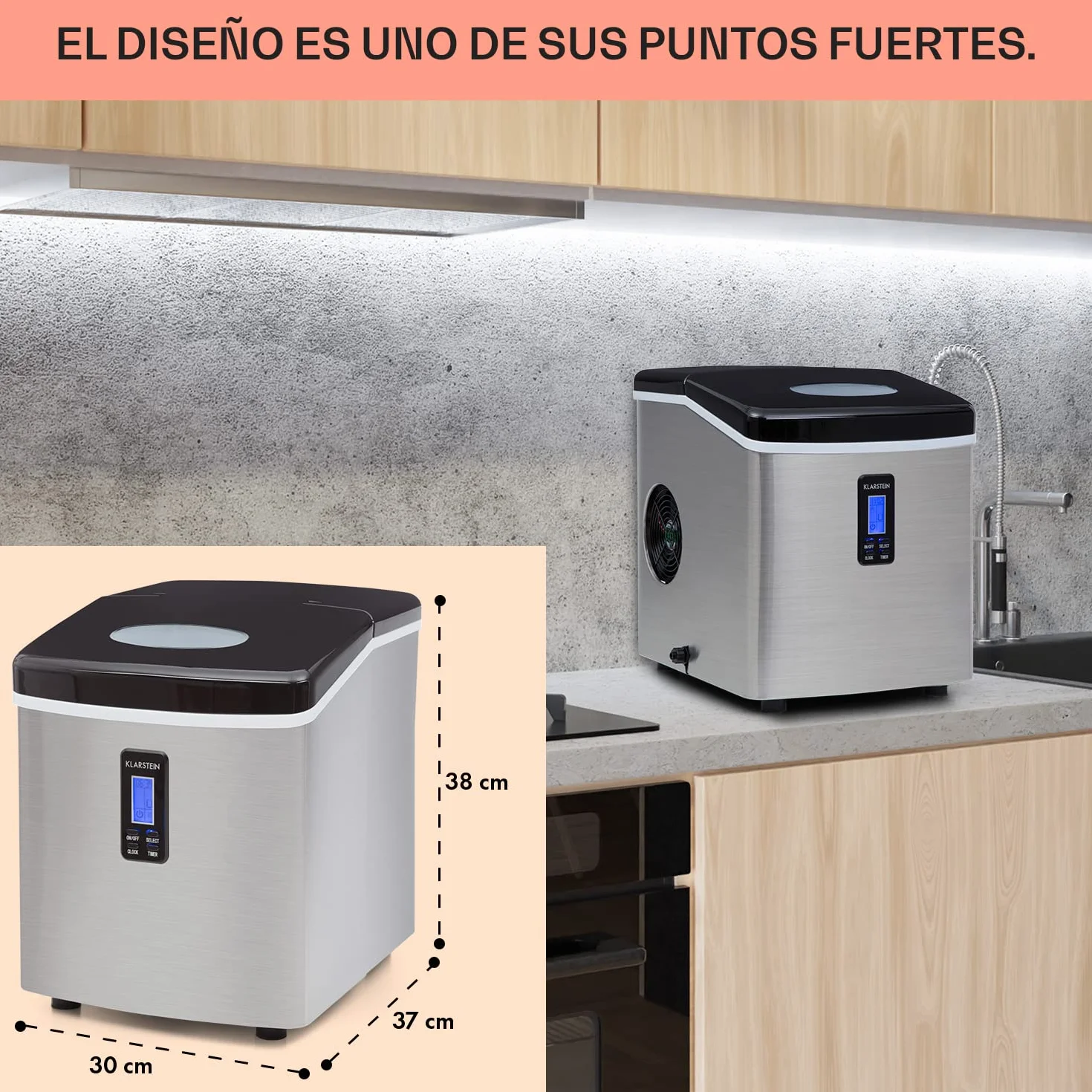 Klarstein Mr. Frost Máquina de hacer hielo 150 W 15 kg 3,3 L Negro