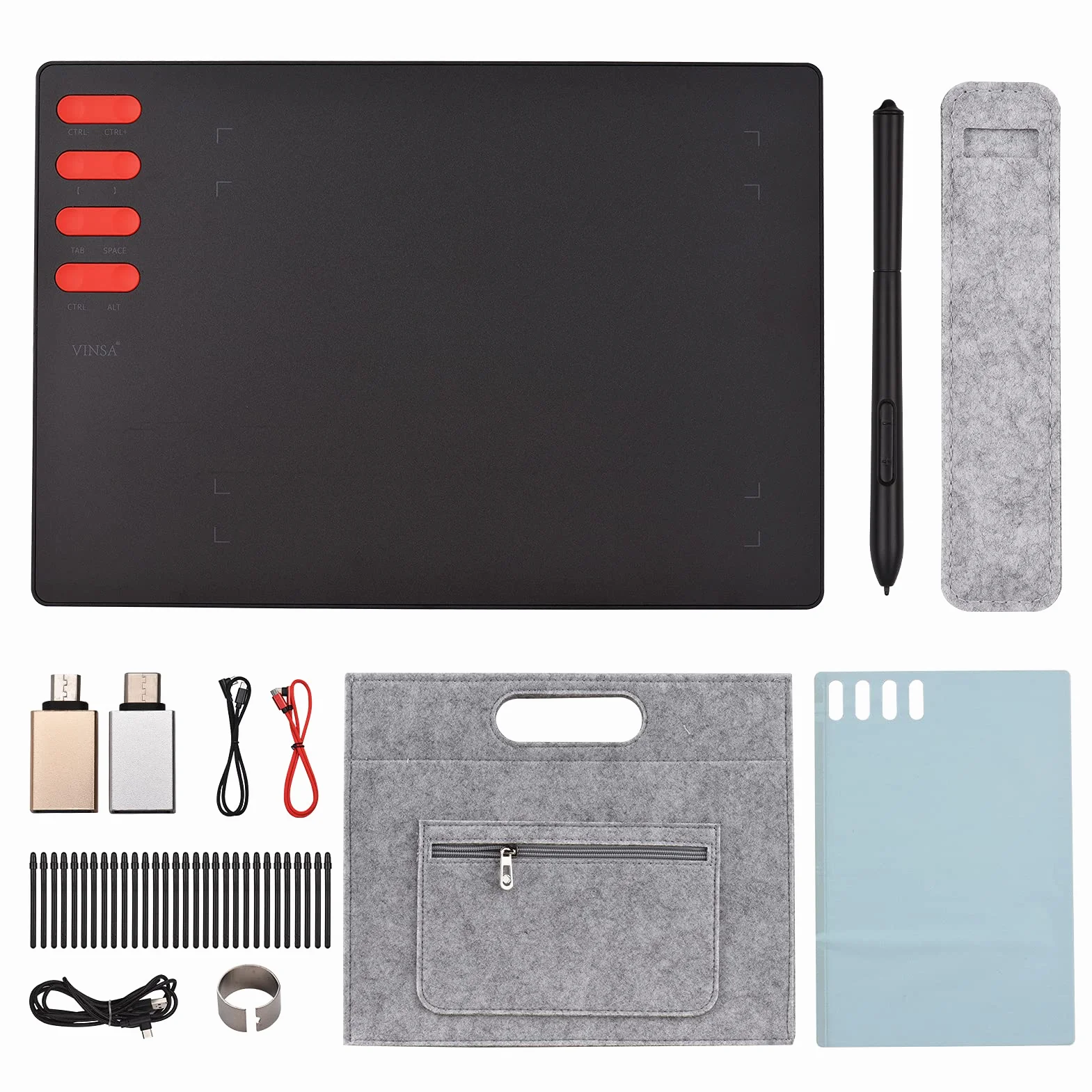 Tableta Gráfica T505 con Lápiz óptico sin Batería, Presión 8192, 8 Teclas, 7,6 X 5,6 Pulgadas, área Activa para Enseñanza de Diseño de Arte Digital en (Tipo 3)
