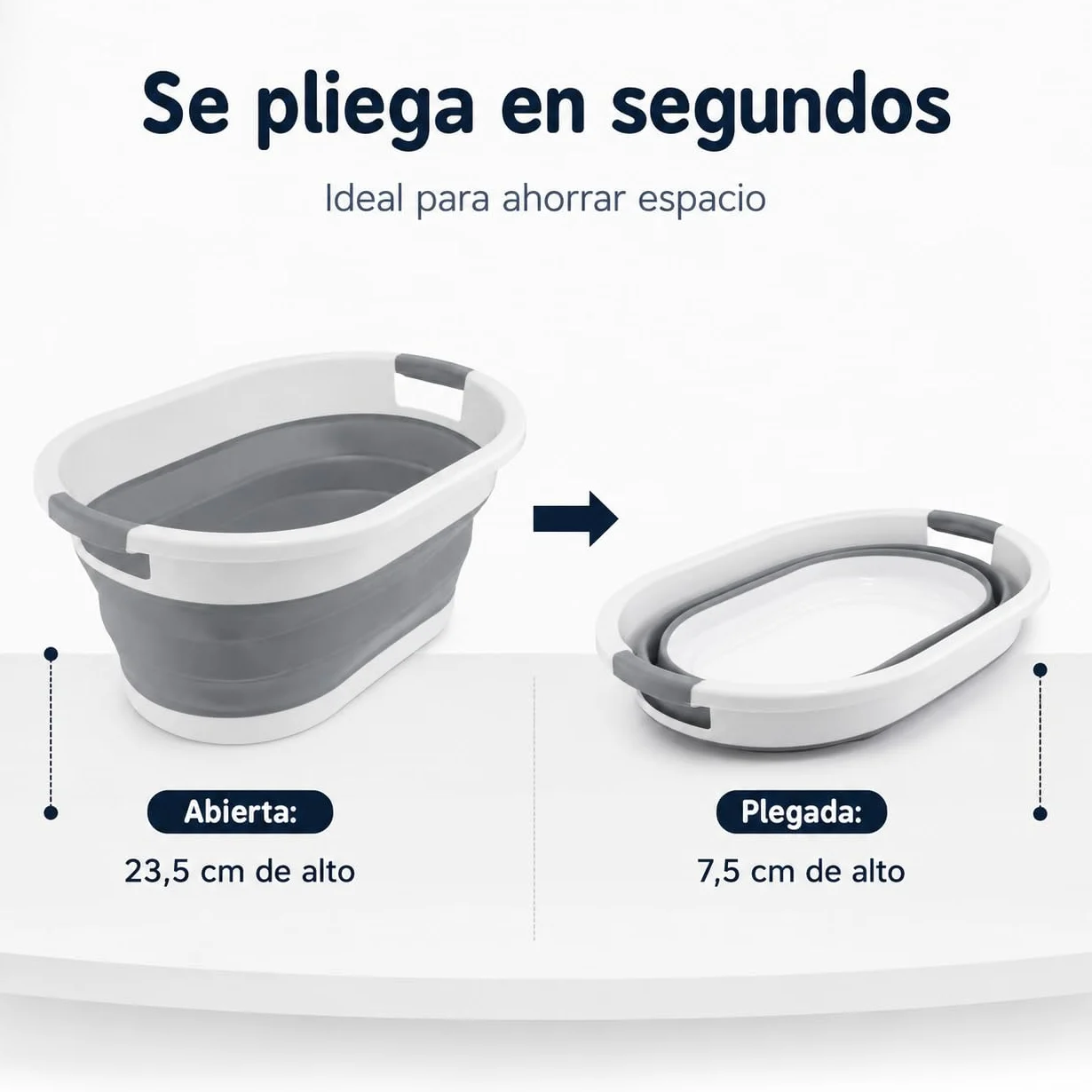 Cesto Plegable de Colada Silicona 24 Litros Gris Canasto Plastico