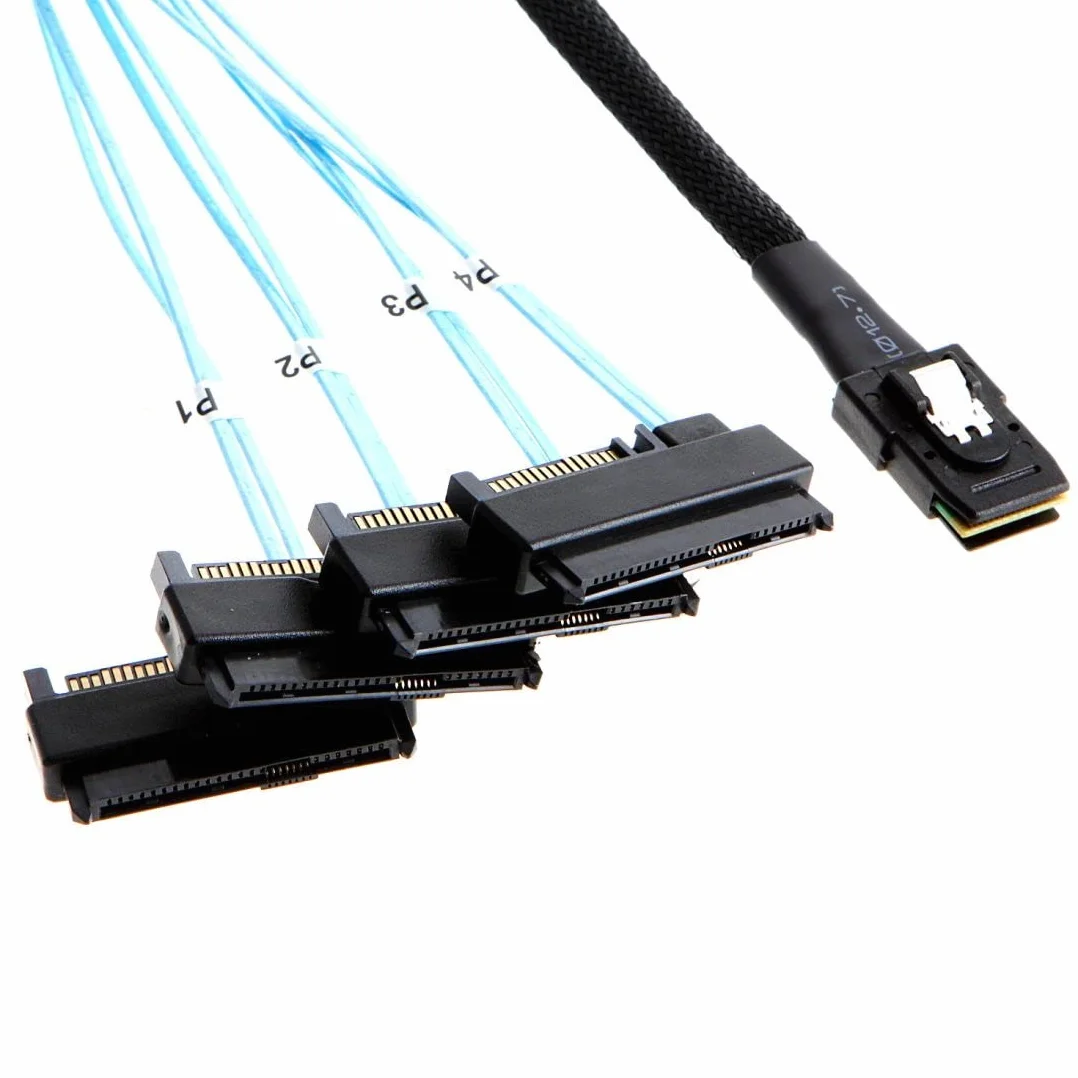 CY 100 cm interior 36 pin SFF-8087 Mini SAS Host para objetivo y Cable de alimentación SATA de disco duro SAS SFF-8482 4