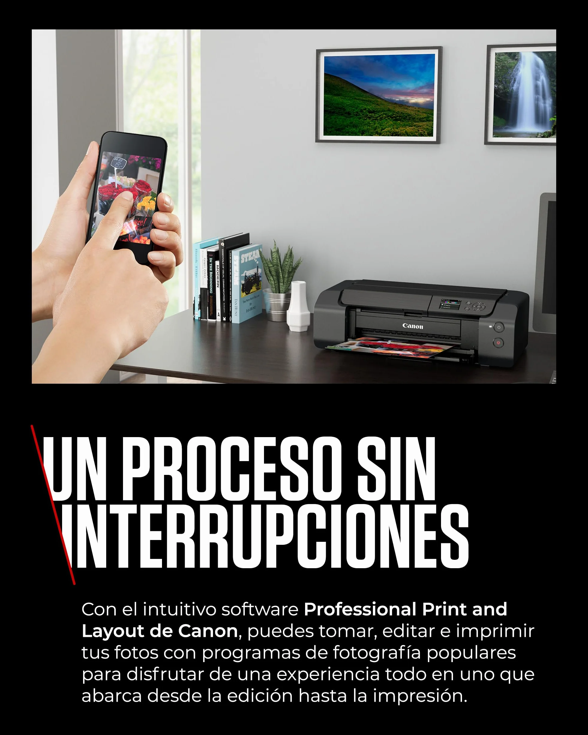 Canon Pixma PRO-200S Impresora Fotográfica Profesional, Sistema de Inyección de Tinta, A3+, WiFi, 8 Cartuchos de Tinta, Impresión Sin Bordes, Impresión de Alta Velocidad, Negro