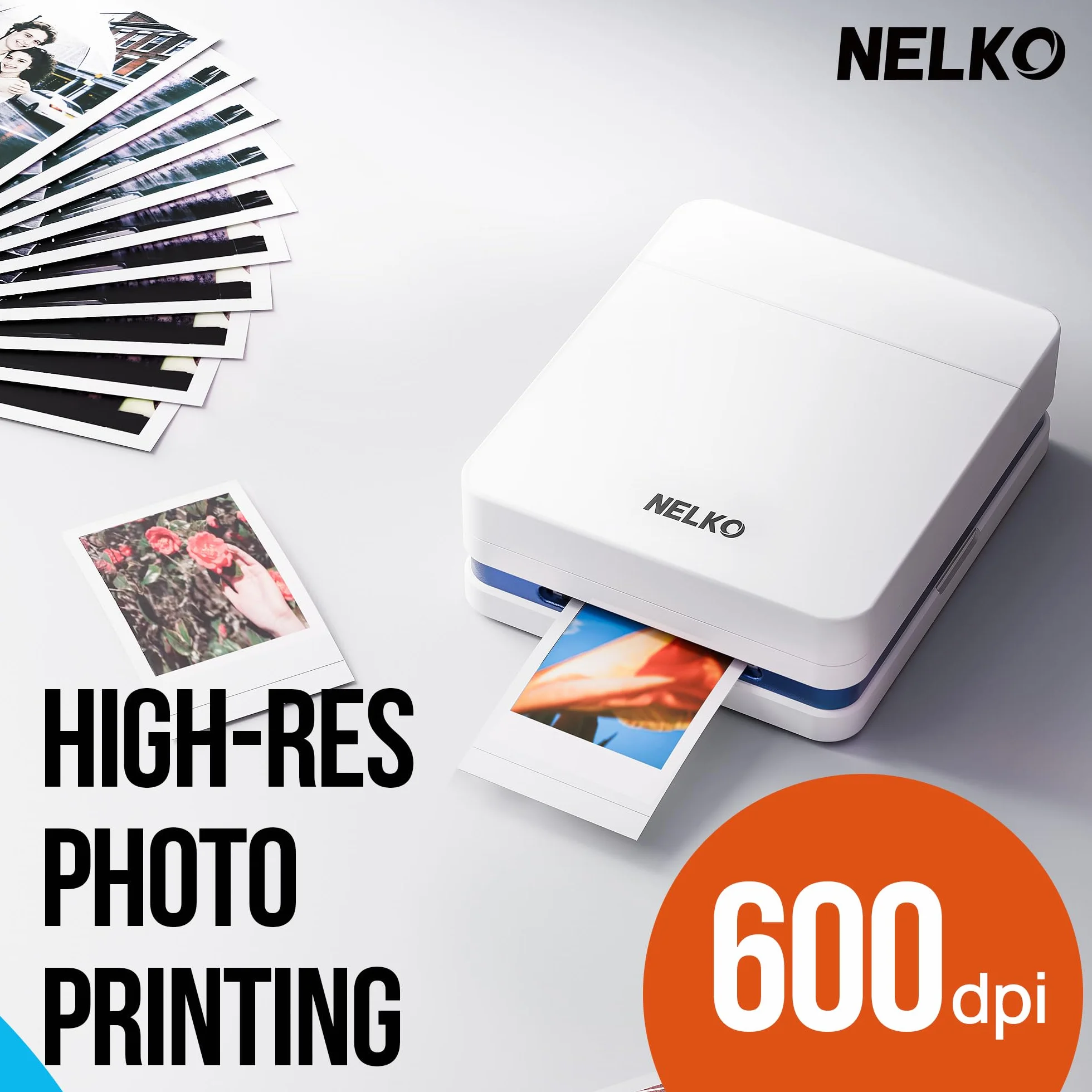 Nelko PP01 - Impresora fotográfica portátil con 100 hojas de papel y cartucho de tinta, impresión instantánea de fotos para iOS/Android, mini impresora de tamaño de bolsillo con aplicación de edición